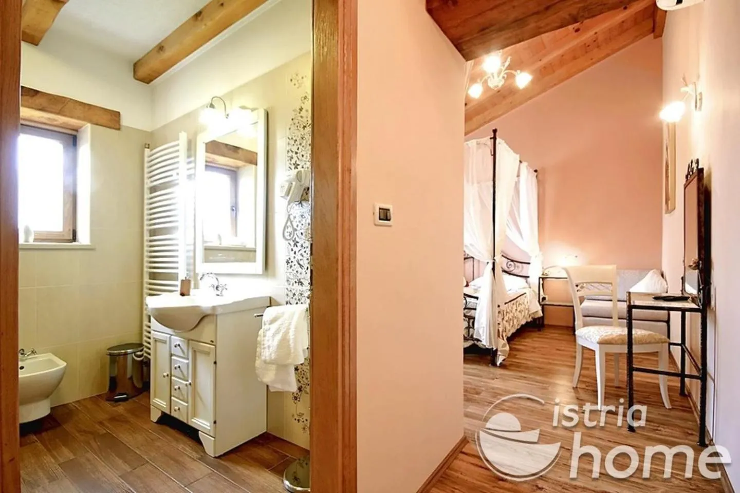 Bathroom, Bed in Villa Stella