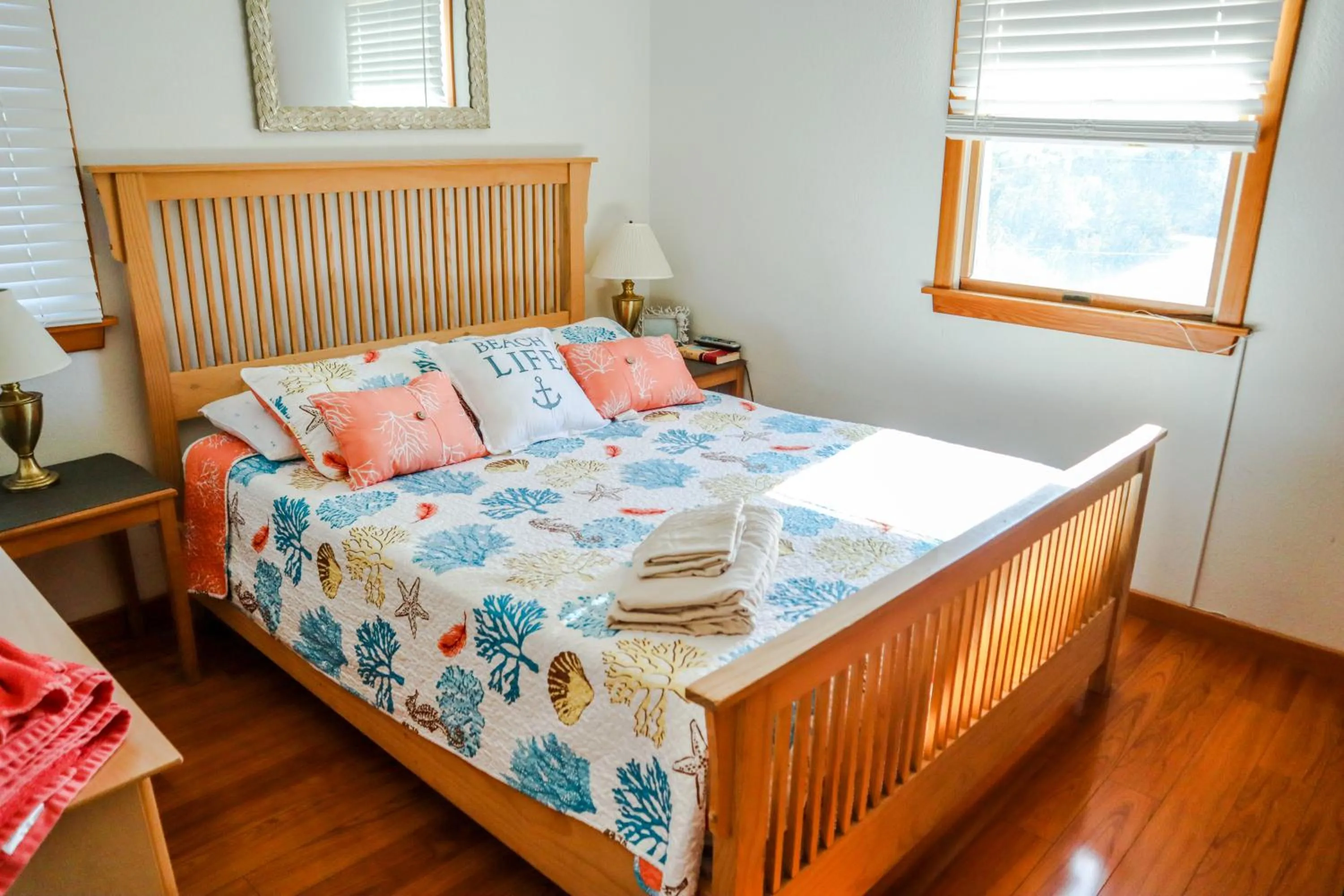 Bedroom, Bed in Lake Front Modern Beach House-Hatteras Island