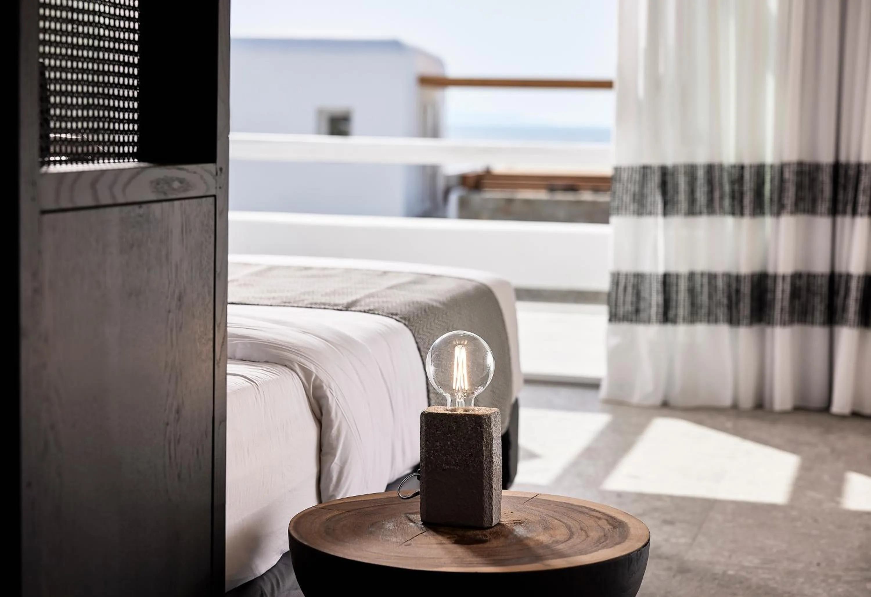 Bed in Amazon Mykonos Suites & Spa