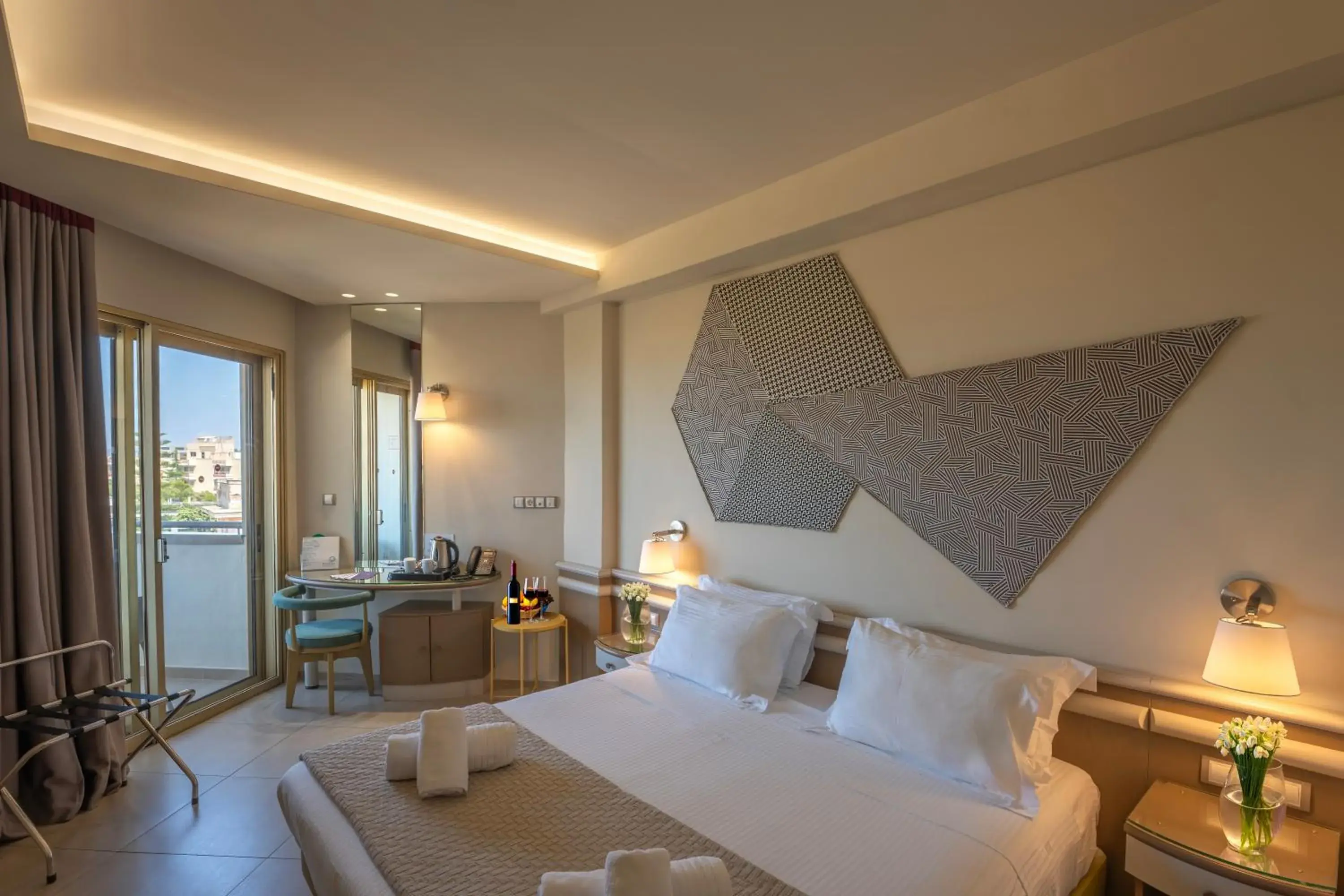 Interconnecting Double or Twin Rooms with Side Sea View in Emmantina Hotel Interconnecting Double or Twin Rooms with Side Sea View in Emmantina Hotel