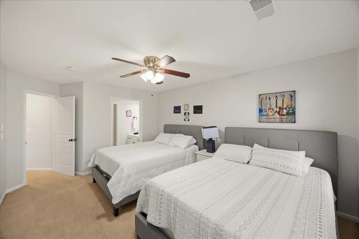 Bed in Beautiful relaxing private villa next to a pond smart home and Traeger Grill