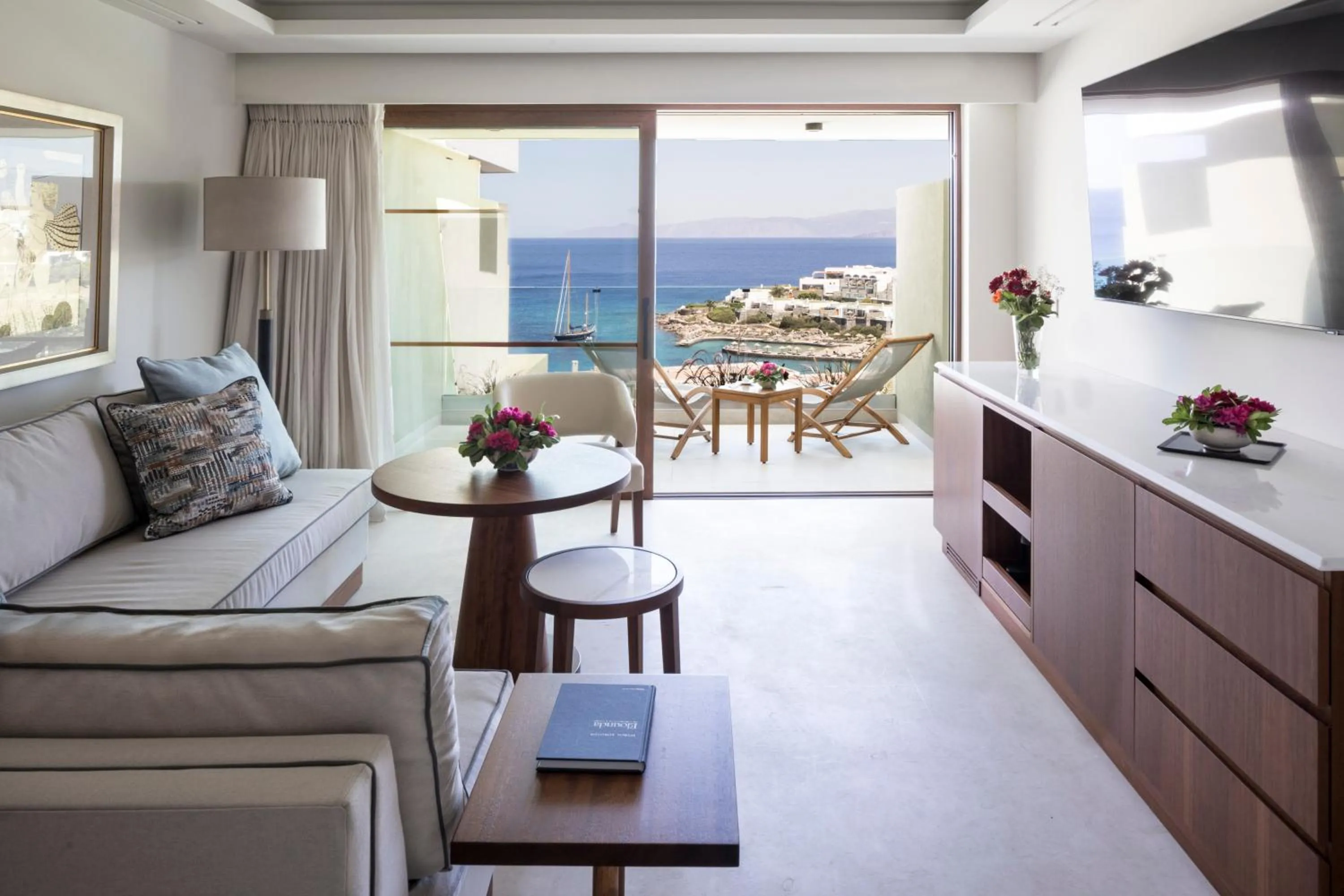 Living room in Porto Elounda Golf & Spa Resort, Six Senses Spa