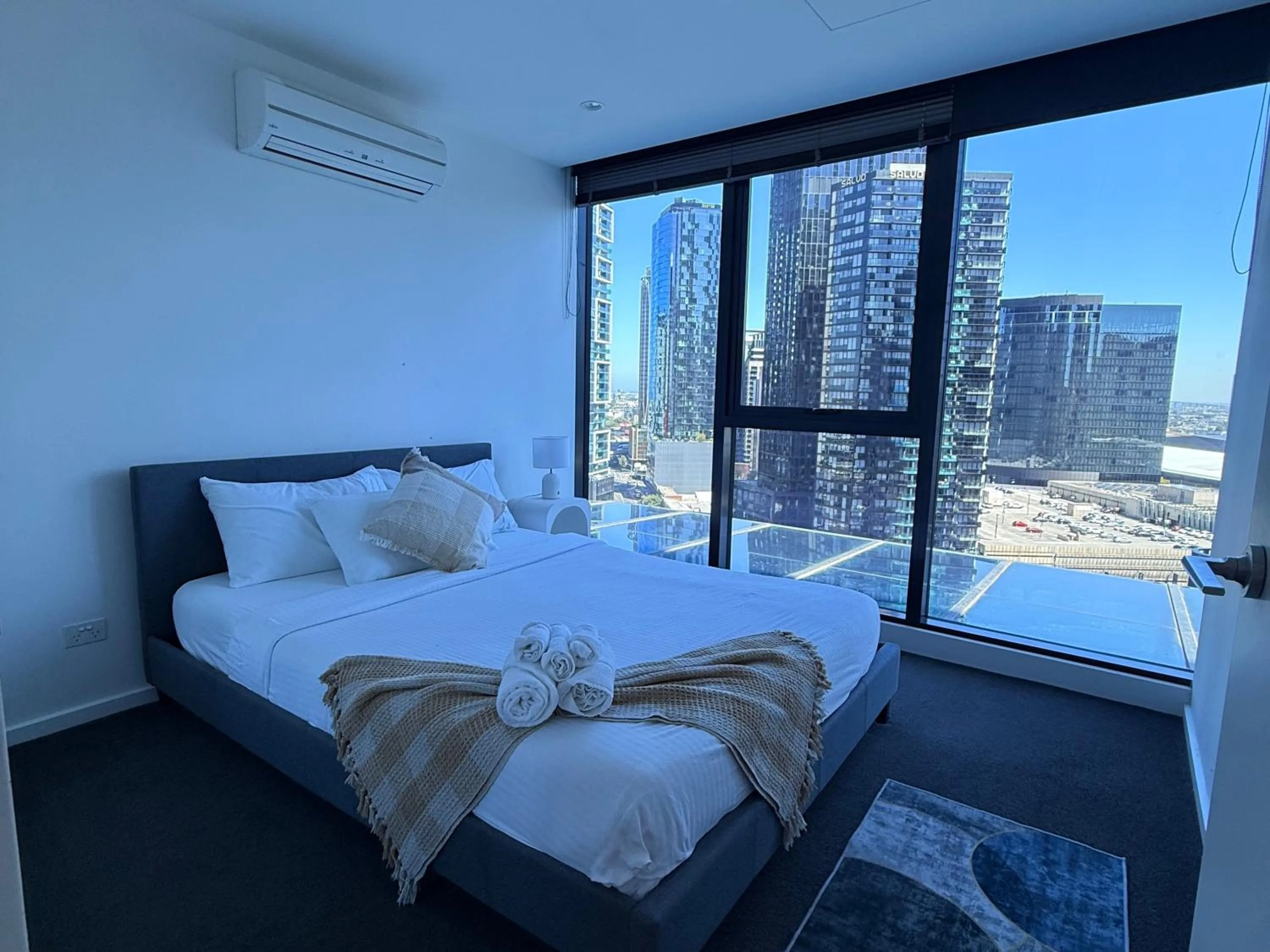 Bedroom, Bed in Southbank Serenity 2BR, Parking, and Wi-Fi