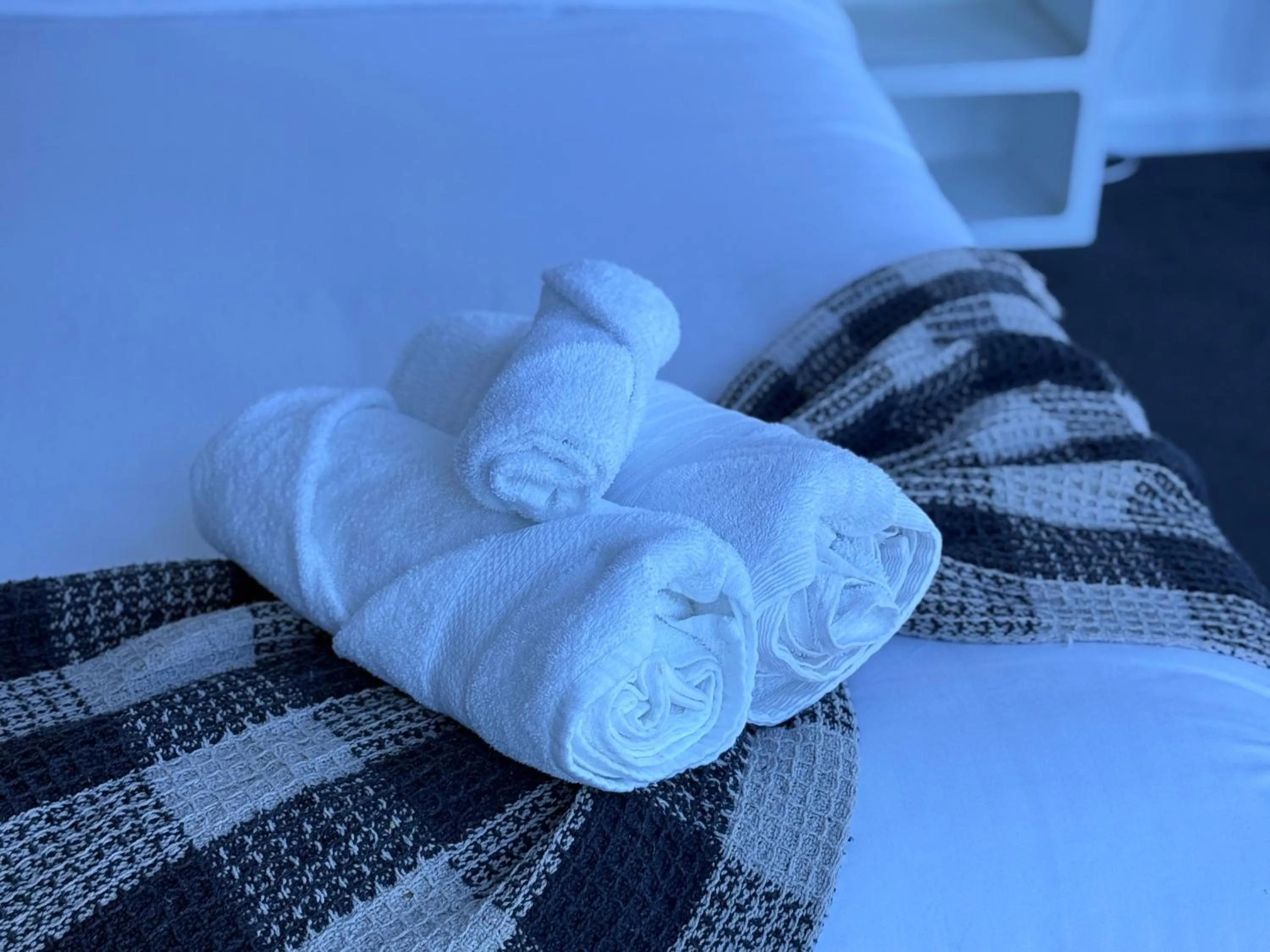 towels, Bed in Southbank Serenity 2BR, Parking, and Wi-Fi