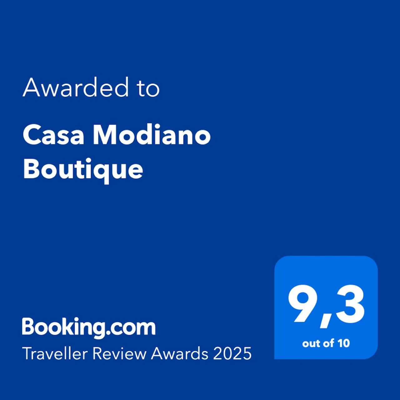 Certificate/Award in Casa Modiano Boutique