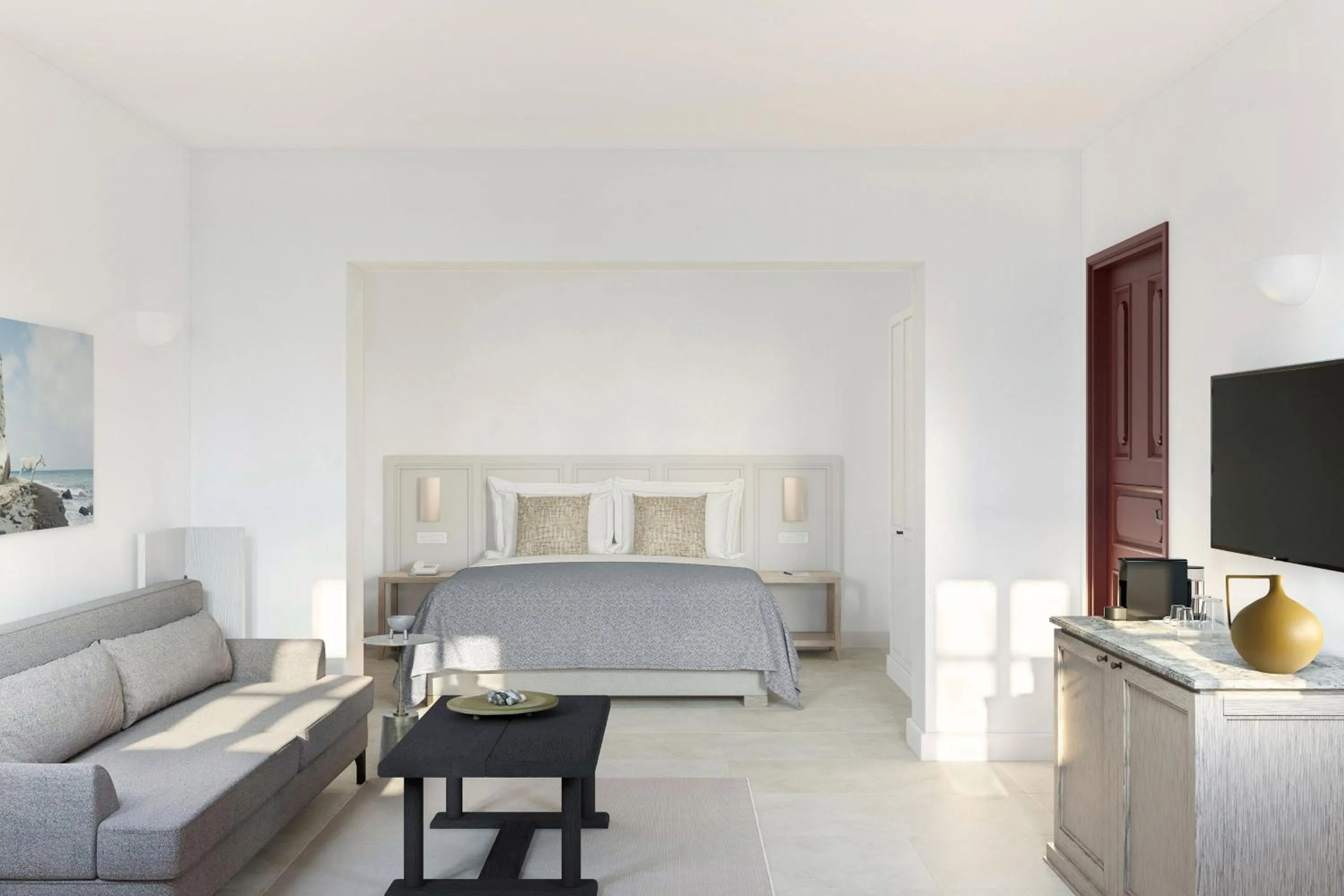 Bedroom, Bed in Vedema, a Luxury Collection Resort, Santorini