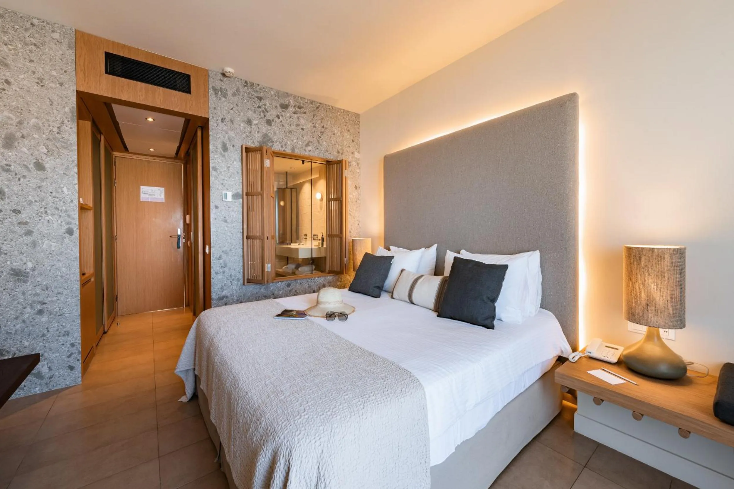 Bedroom, Bed in Lindos Mare, Seaside Hotel