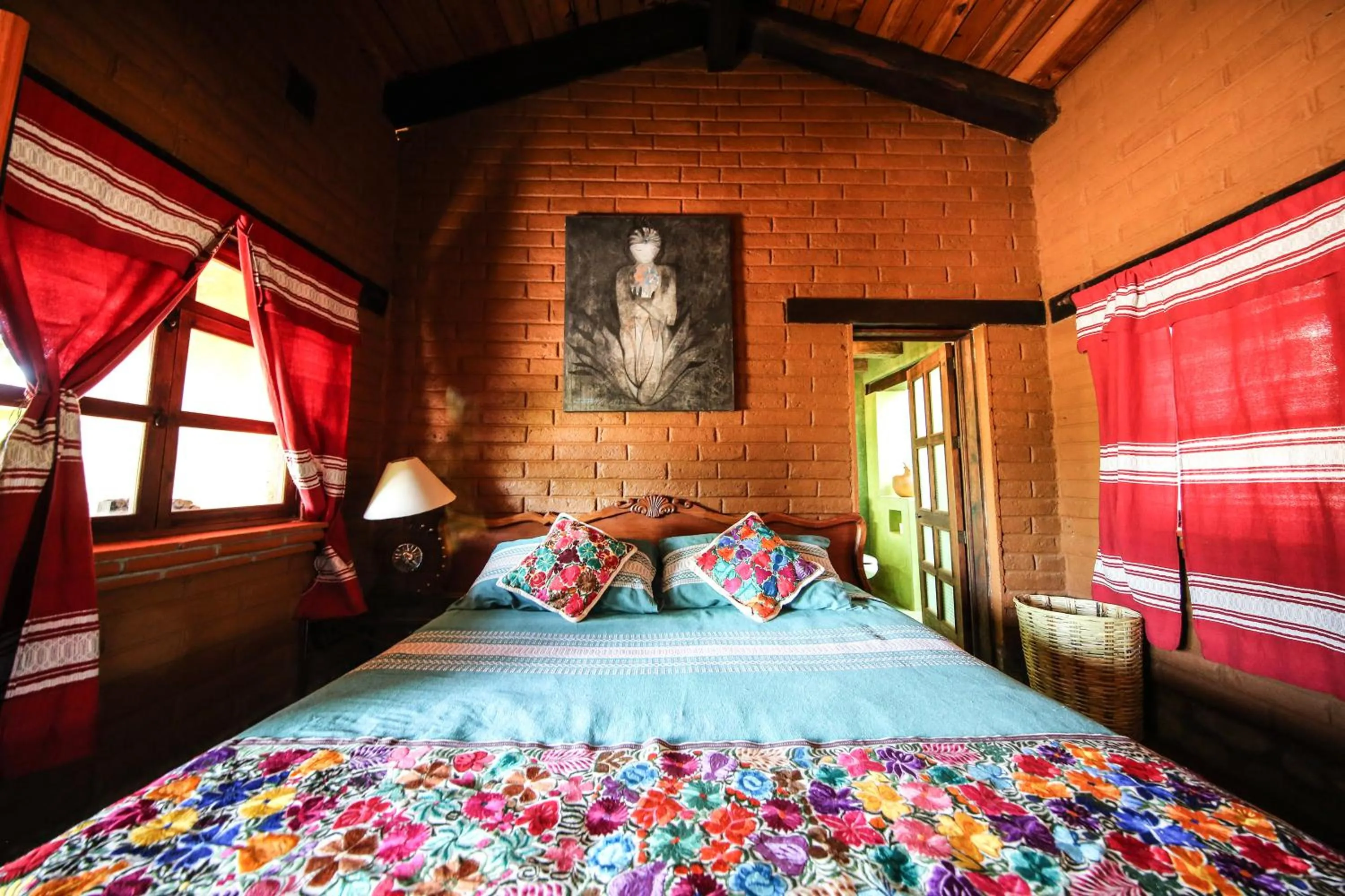 Bed in Huayápam Yù'ú Lodge