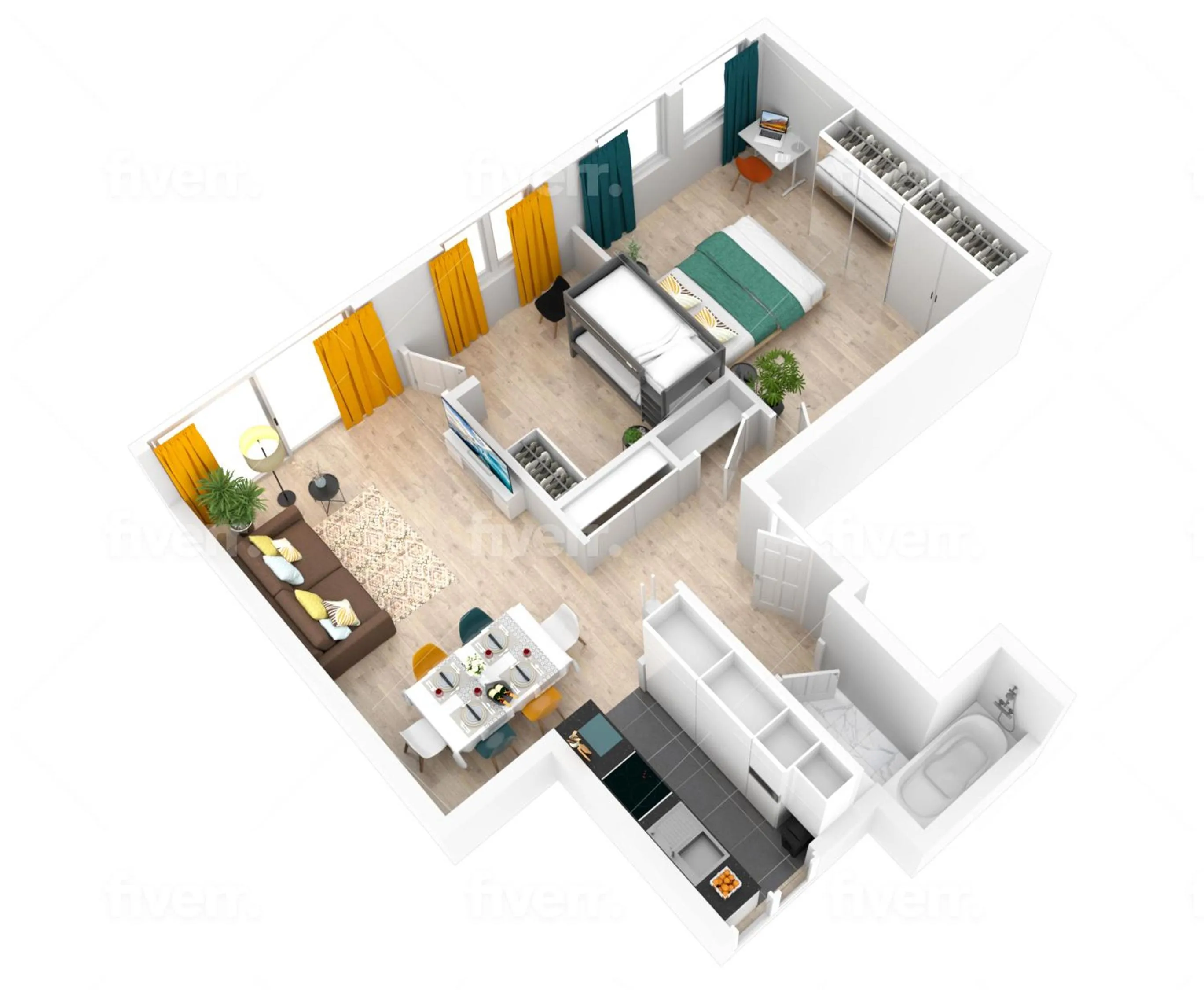 Floor plan in Center of Antwerp, Fully Equipped, Train Station