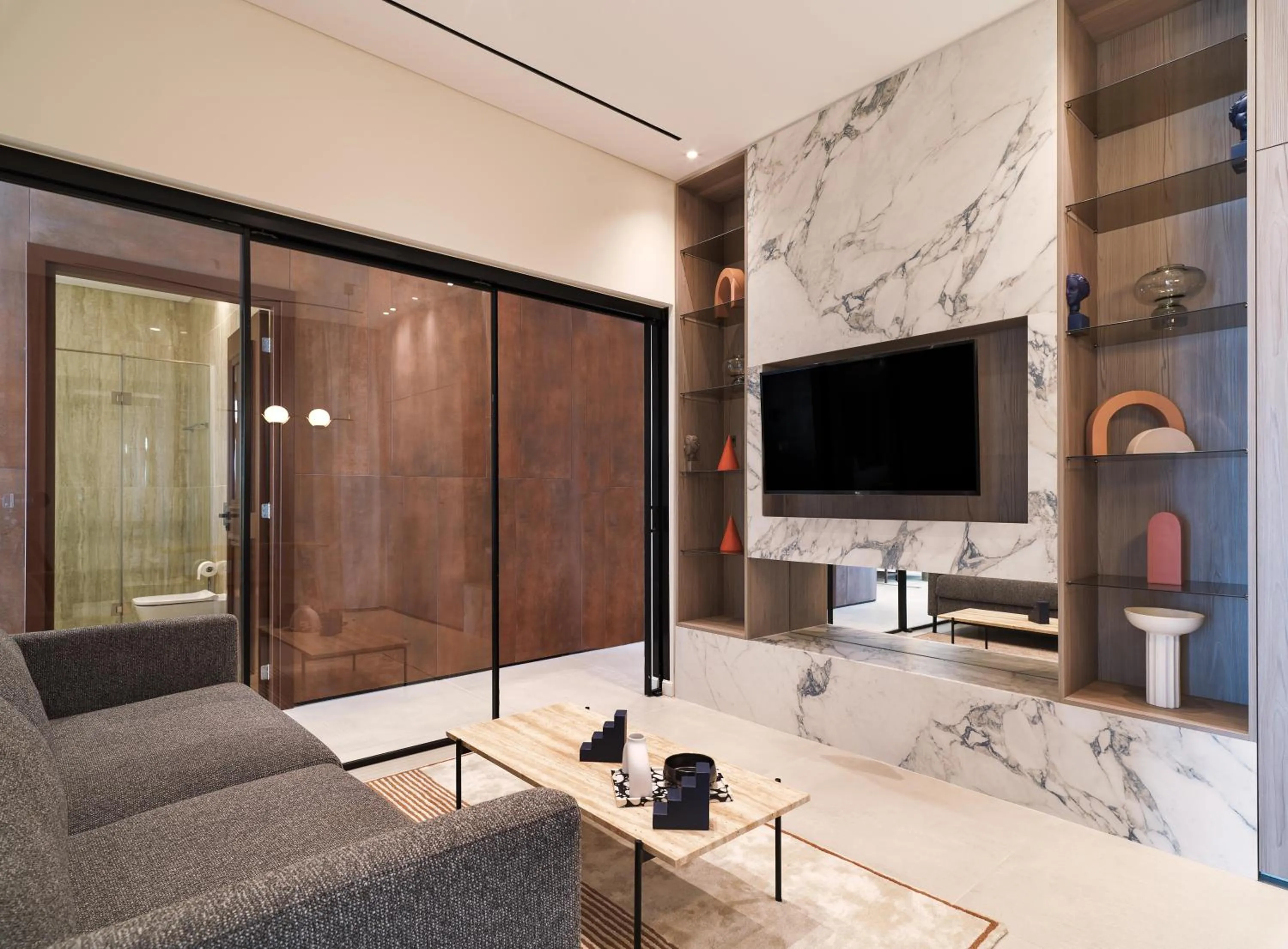 TV and multimedia in LIV Mackenzie Beach Suites Larnaca ADULTS ONLY