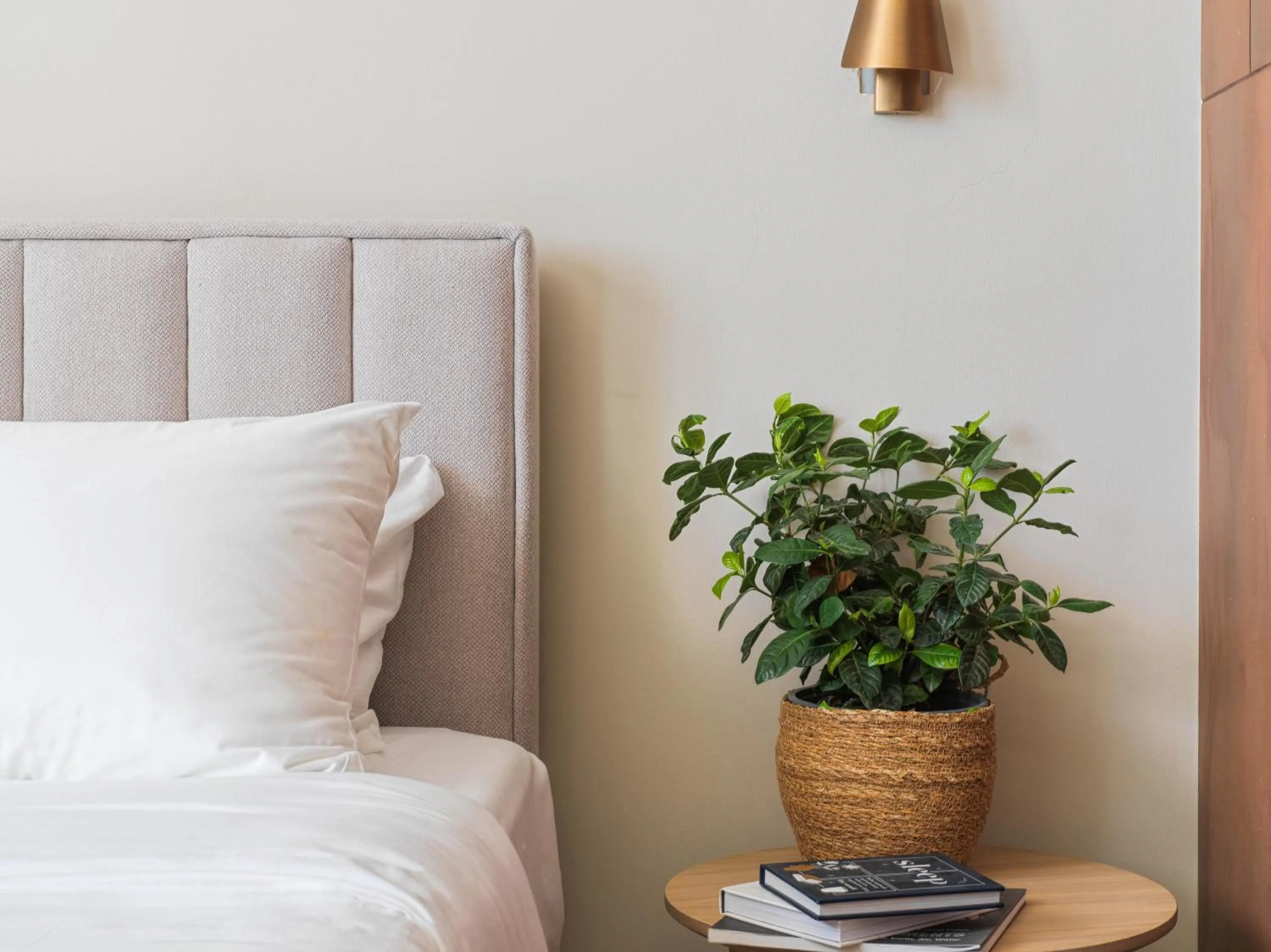 Bed in LIV Mackenzie Beach Suites Larnaca ADULTS ONLY