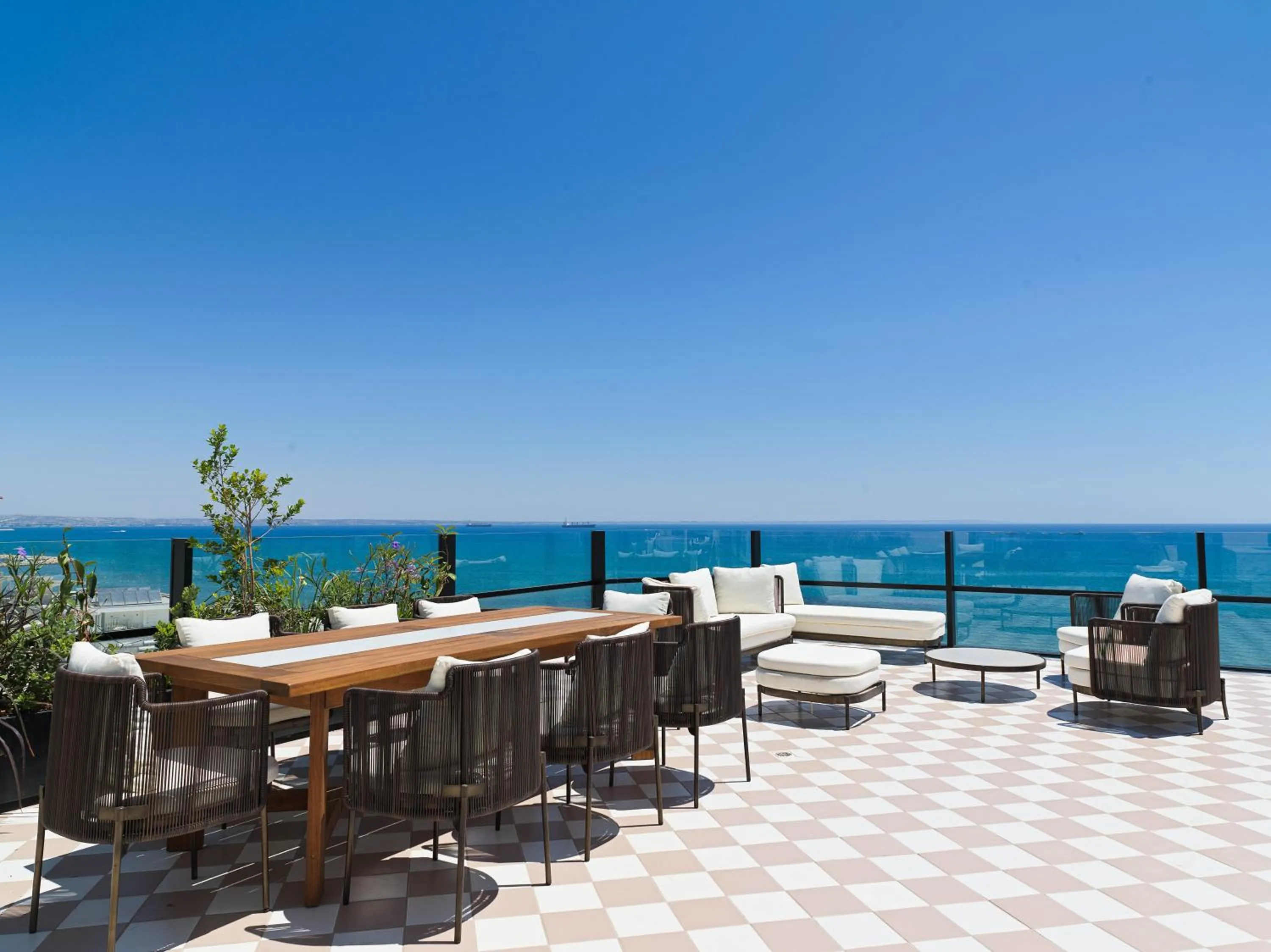 Patio in LIV Mackenzie Beach Suites Larnaca ADULTS ONLY