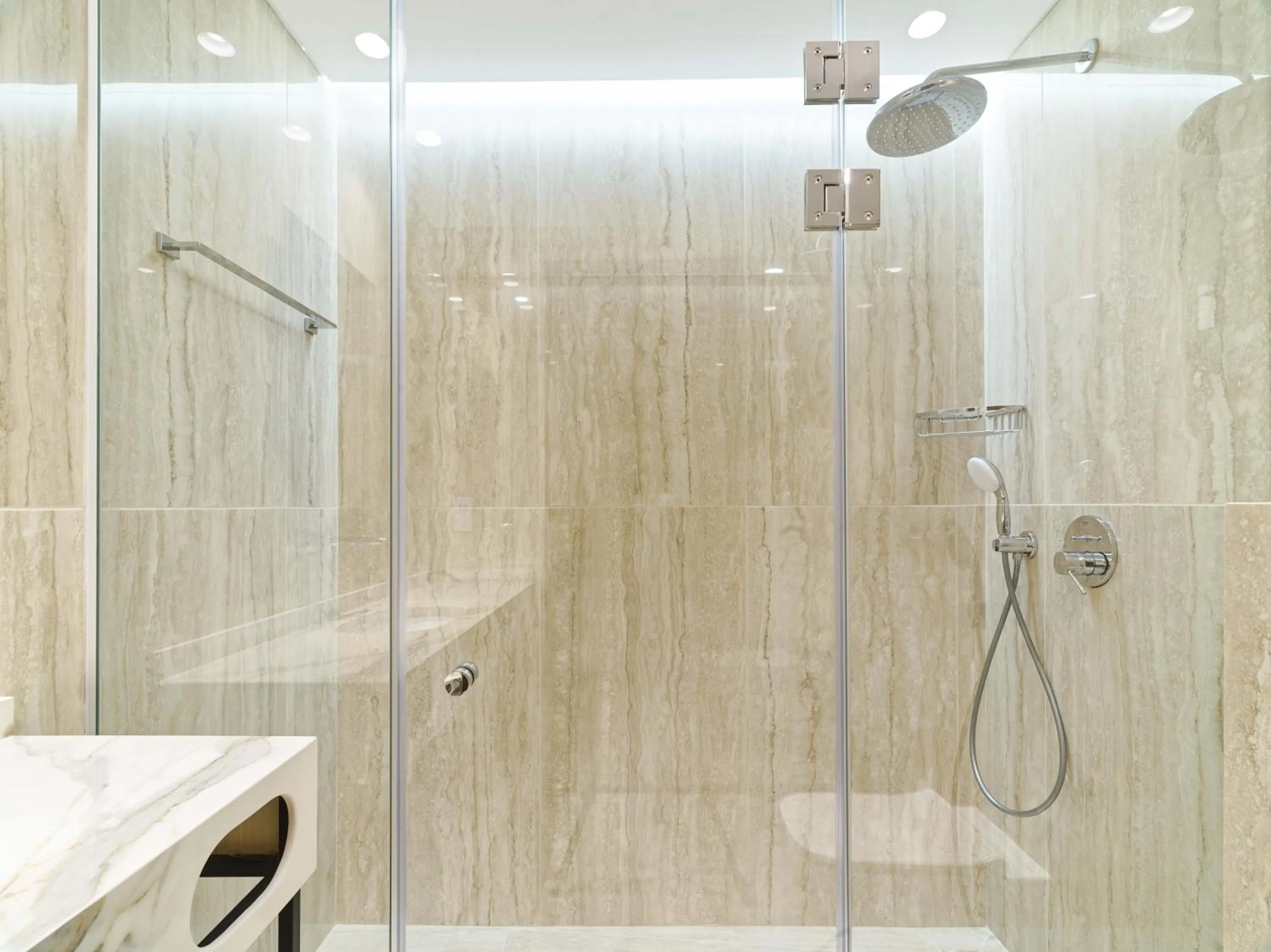 Shower in LIV Mackenzie Beach Suites Larnaca ADULTS ONLY