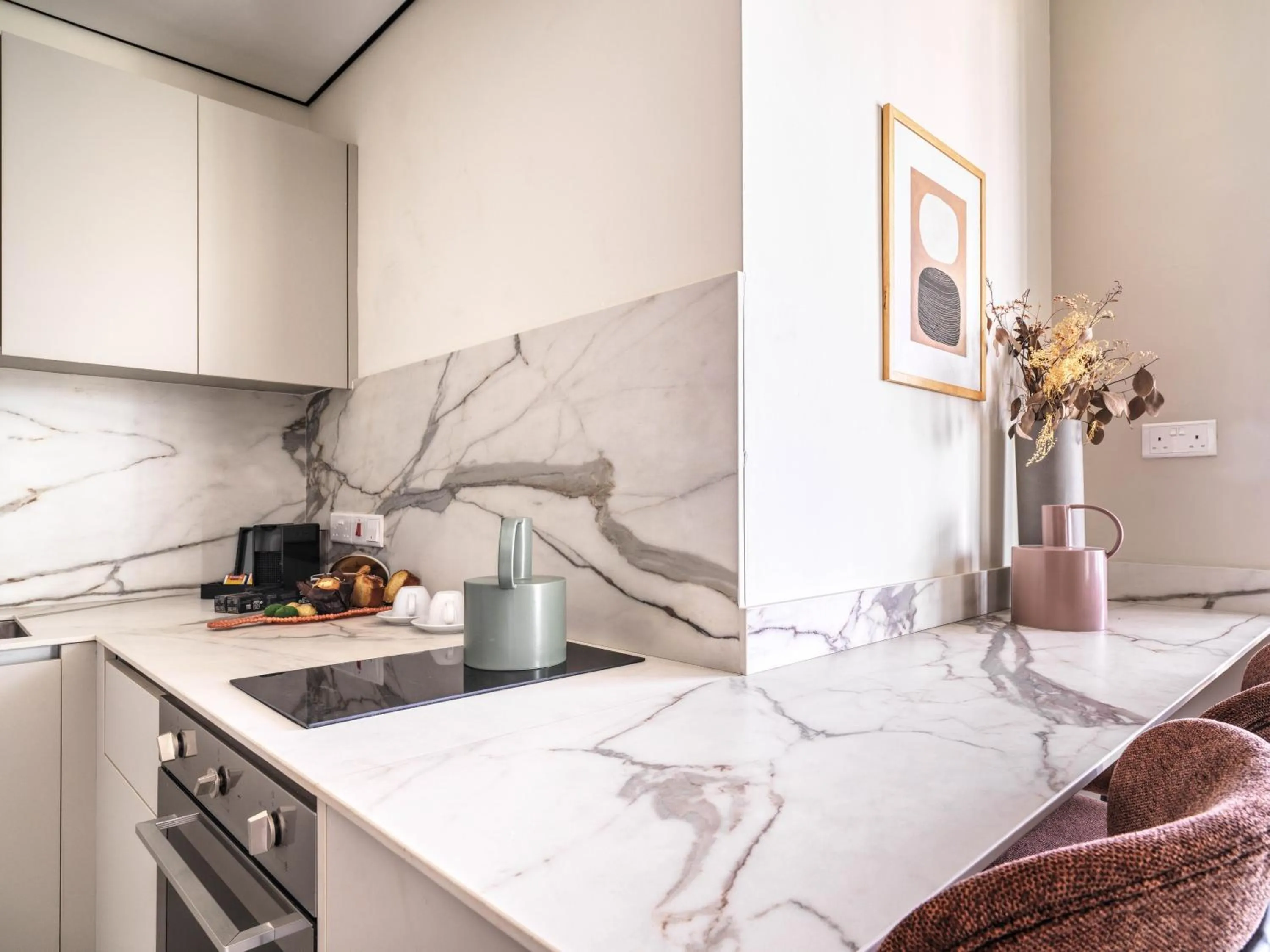 Kitchen or kitchenette in LIV Mackenzie Beach Suites Larnaca ADULTS ONLY