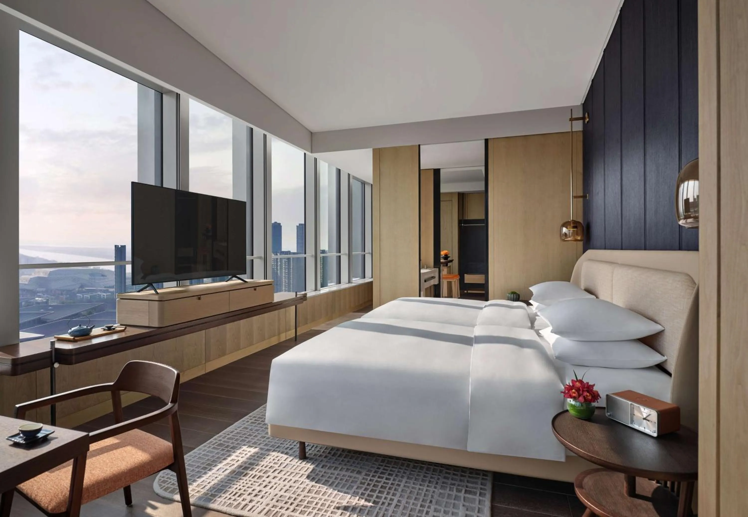 Bedroom, Bed in Andaz Nanjing Hexi, By Hyatt
