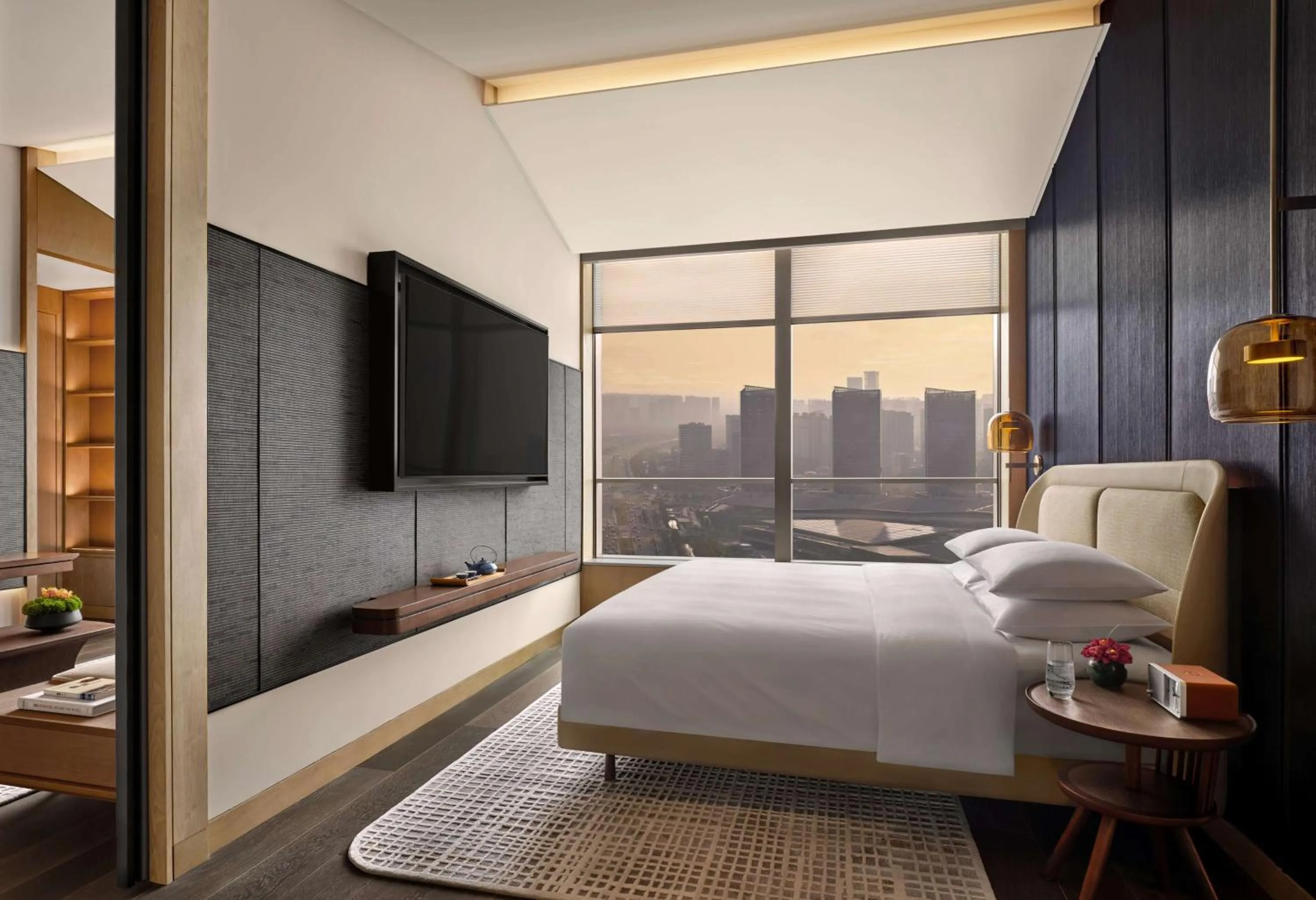 Photo of the whole room, Bed in Andaz Nanjing Hexi, By Hyatt