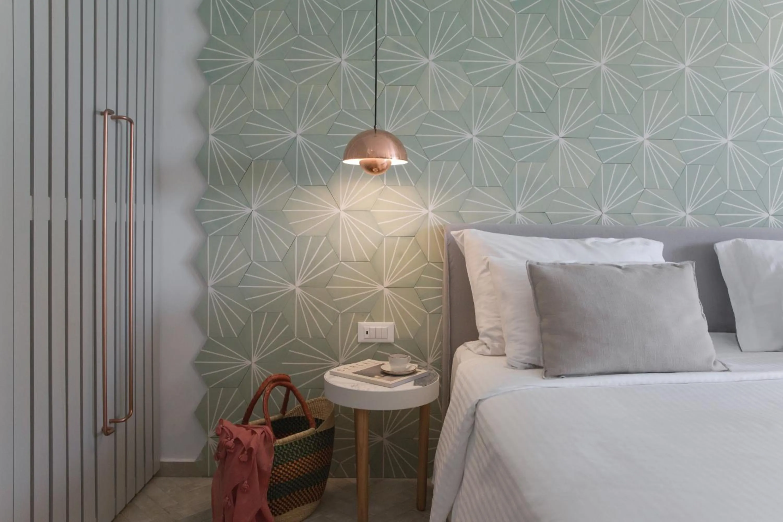 Bed in Phāea Cretan Malia, a Member of Design Hotels