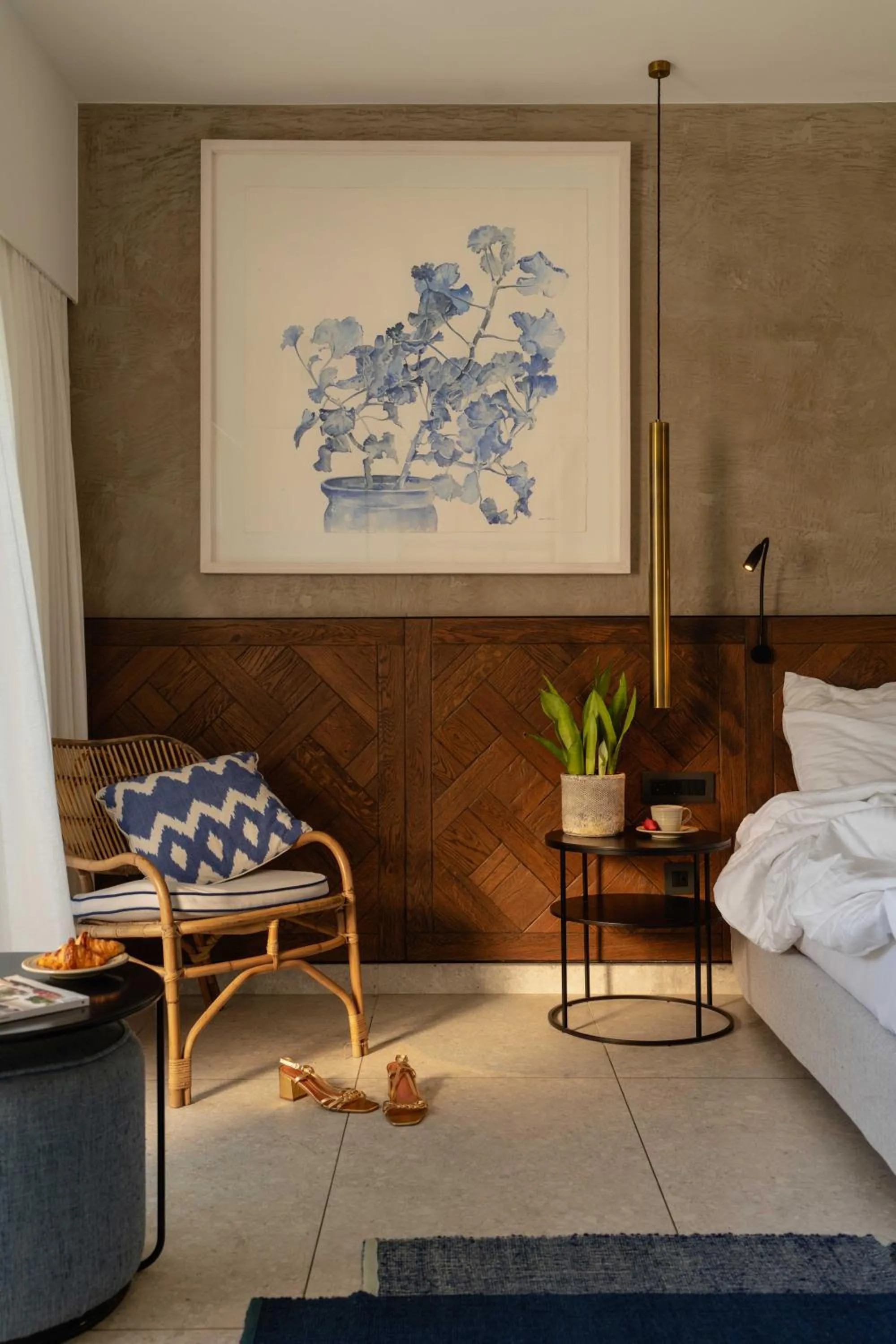 Living room, Bed in Phāea Cretan Malia, a Member of Design Hotels