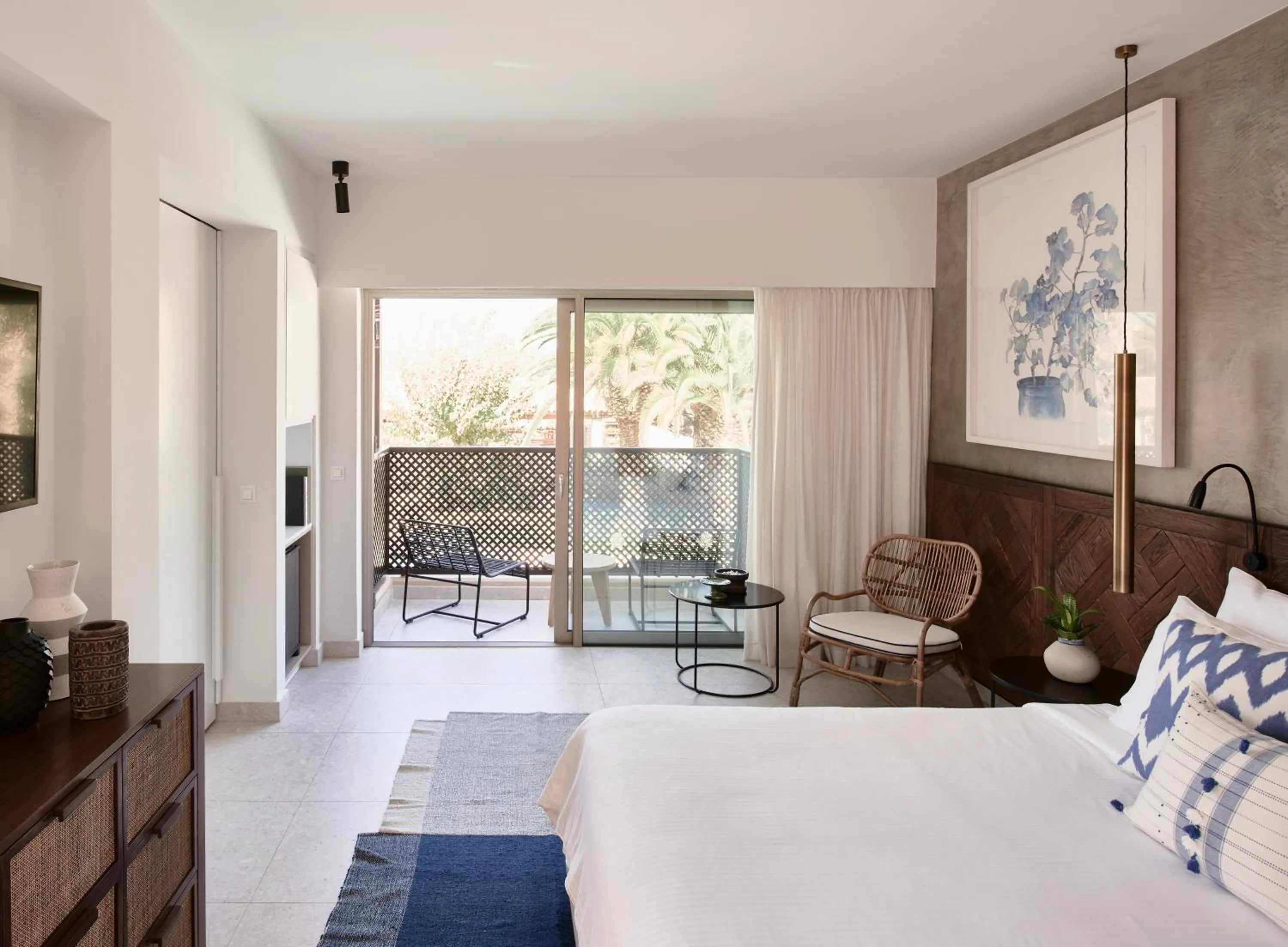 Balcony/Terrace, Bed in Phāea Cretan Malia, a Member of Design Hotels