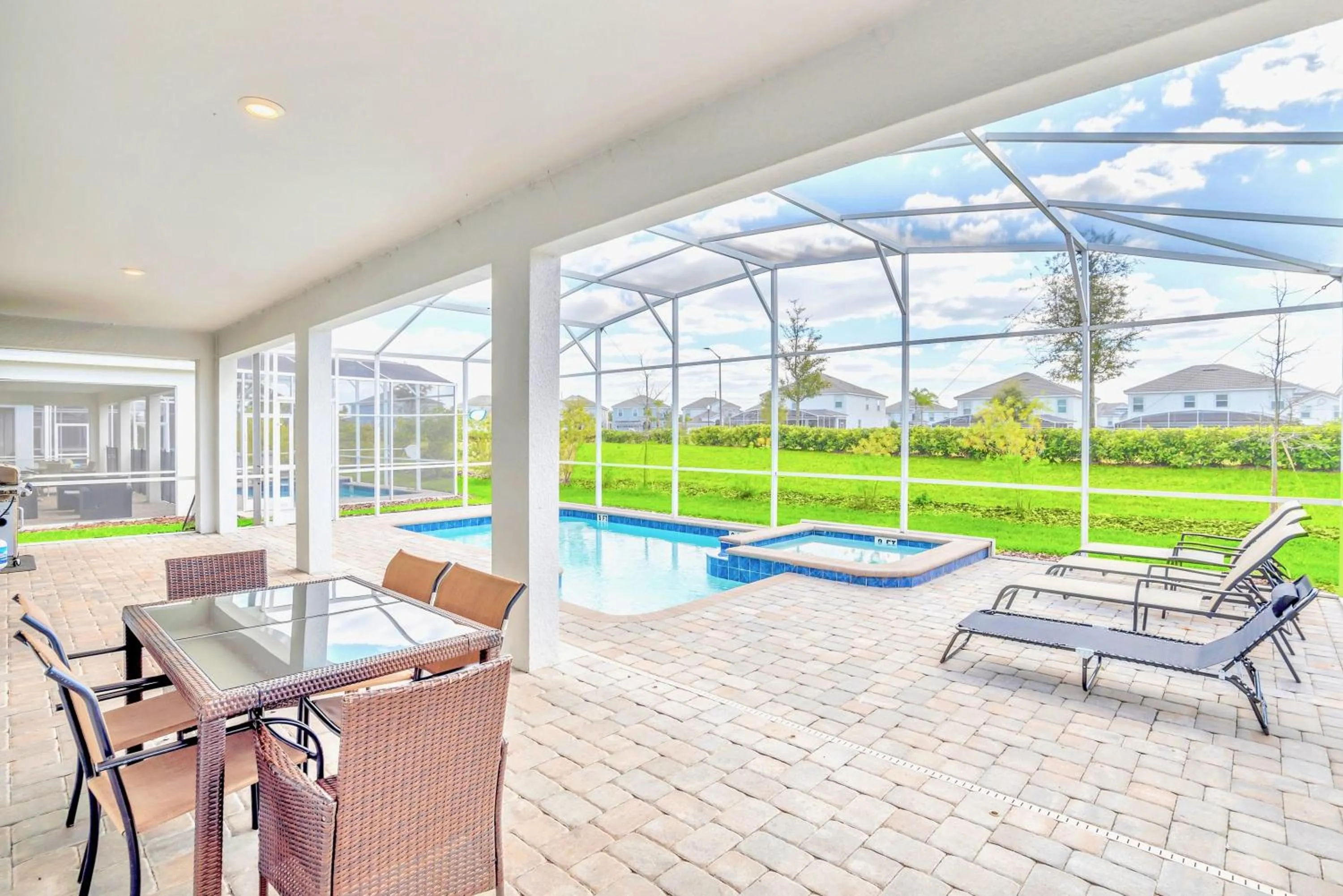 Patio in Stunning 8BR Home with BBQ Pool and Theater