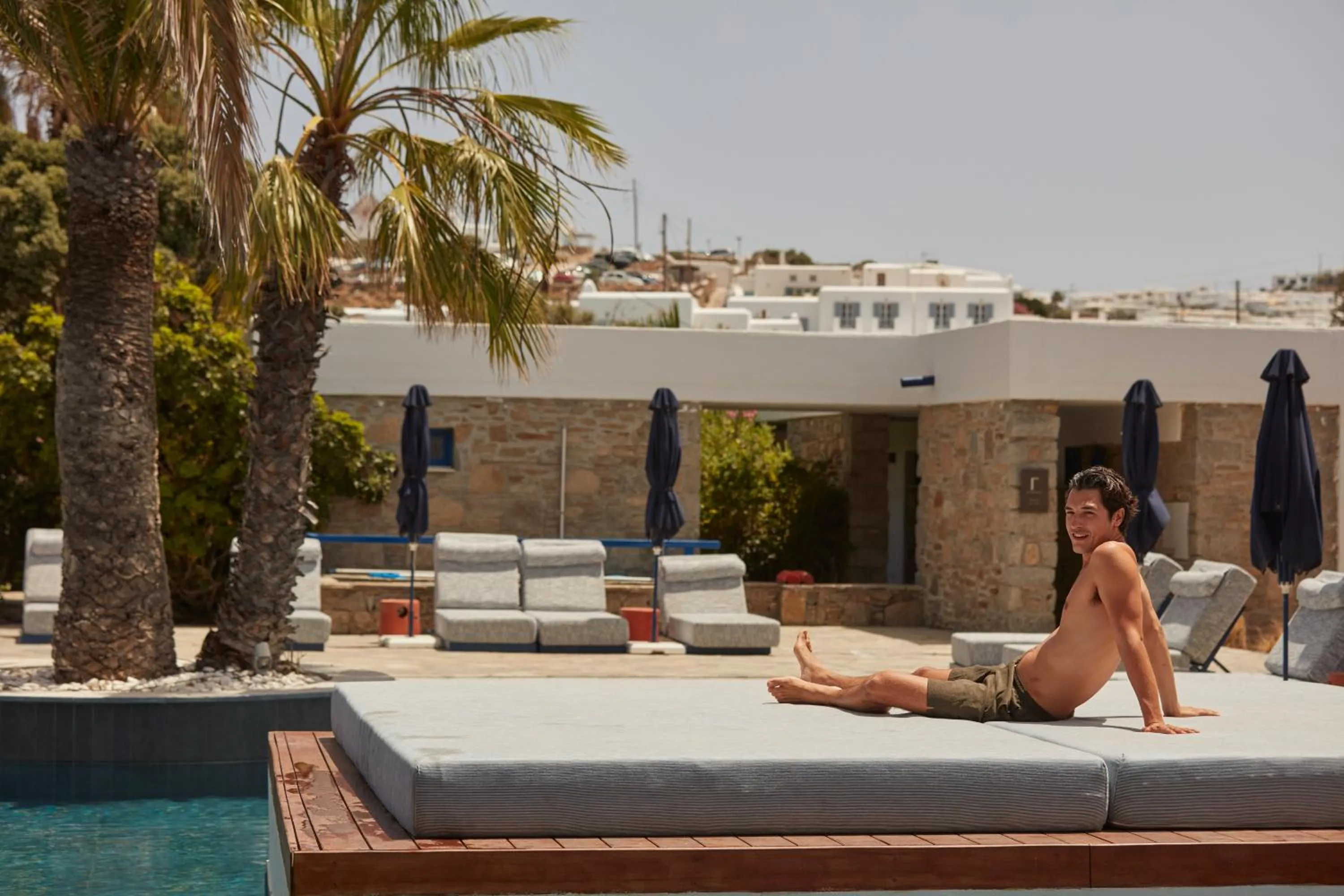 sunbed in Mykonos Theoxenia, a Member of Design Hotels