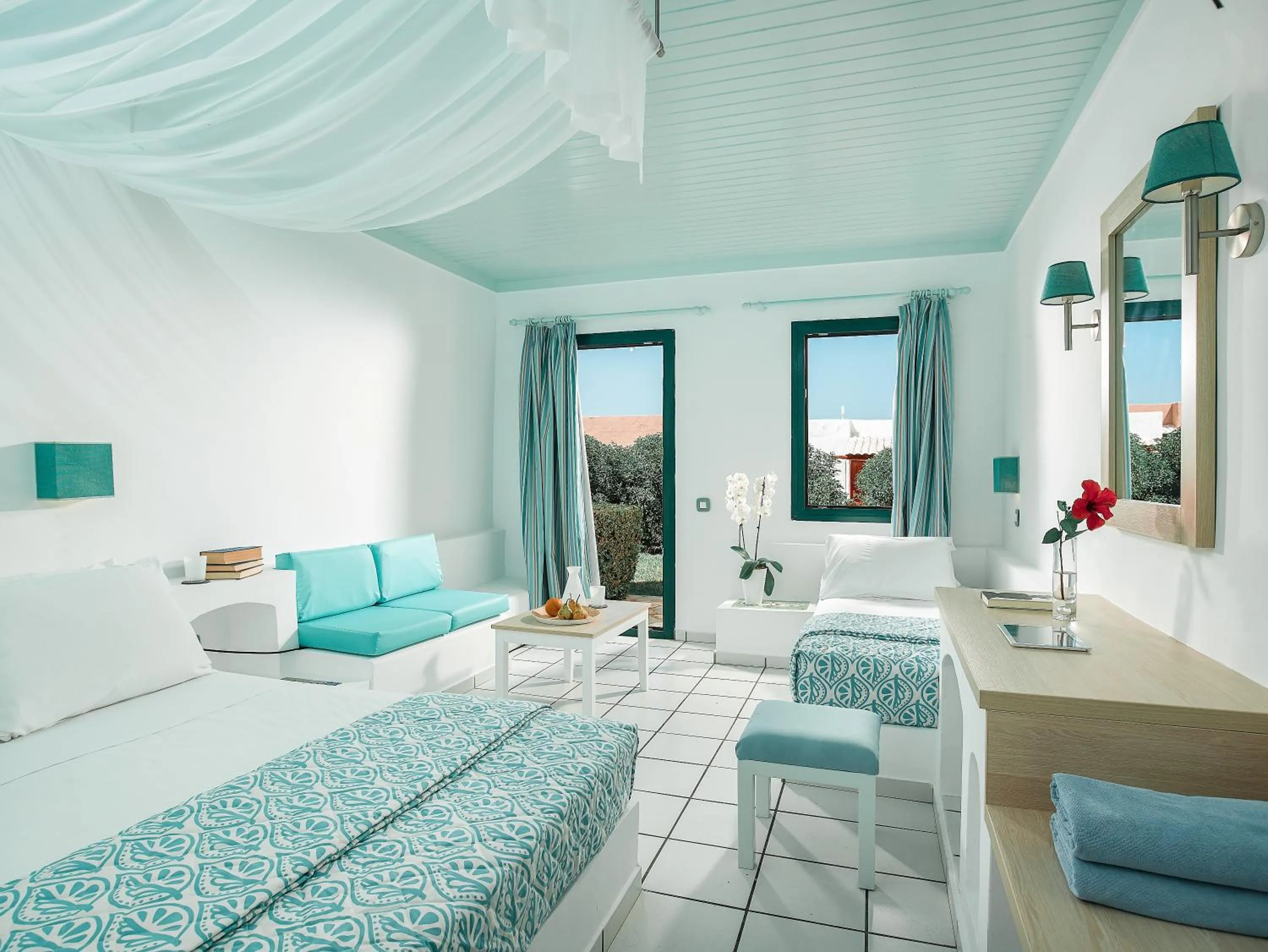 Photo of the whole room, Bed in Canvas by Mitsis Cretan Village
