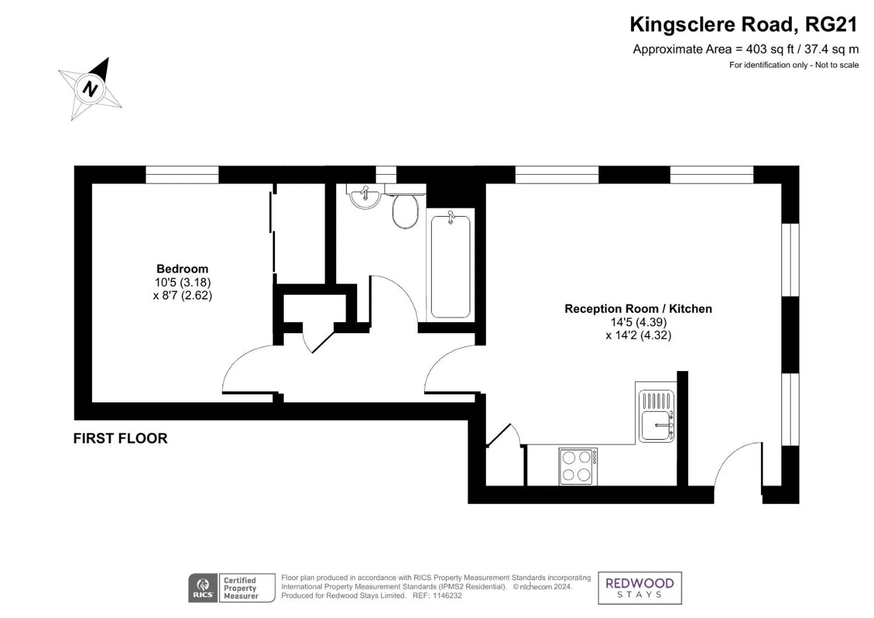 Floor plan in Modern Serviced Apartments For Contractors & Families with Free Parking, WiFi & Netflix By Redwood Stays