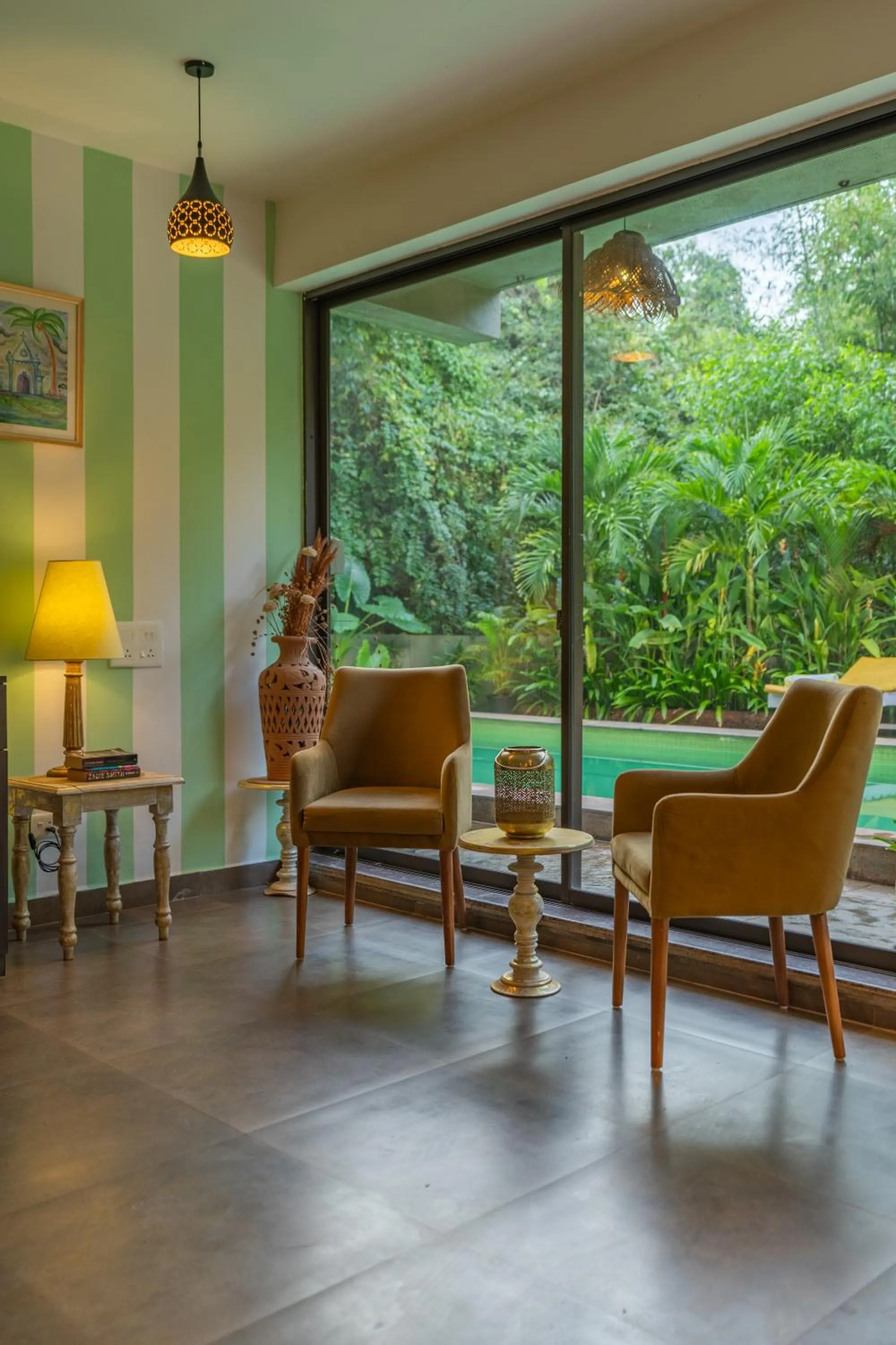 Living room in Locomo Boutique, Morjim - Cozy tropical stay, near beach