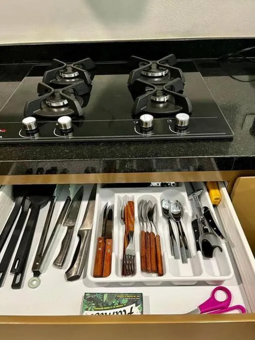 Kitchen or kitchenette in Departamento Céntrico y Moderno en Cancún.