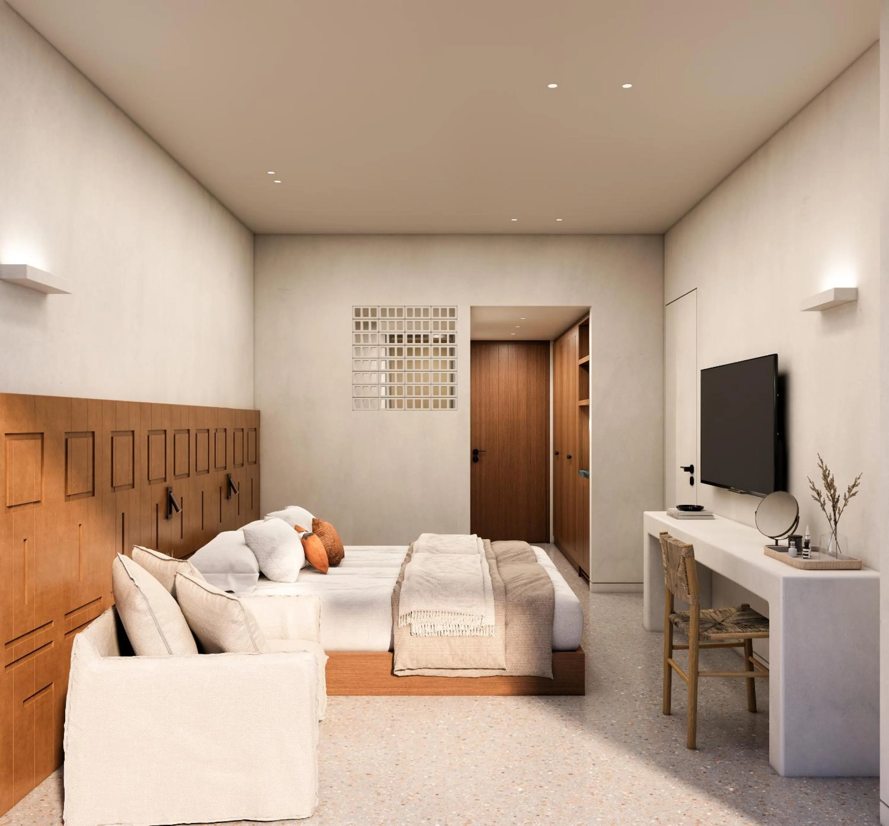 Bedroom, Bed in Tinos Beach Hotel