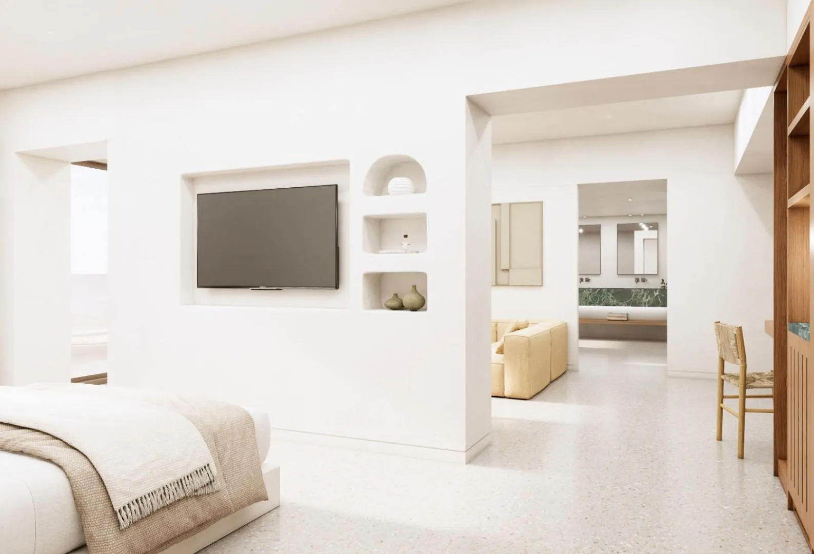 Bedroom, Bed in Tinos Beach Hotel
