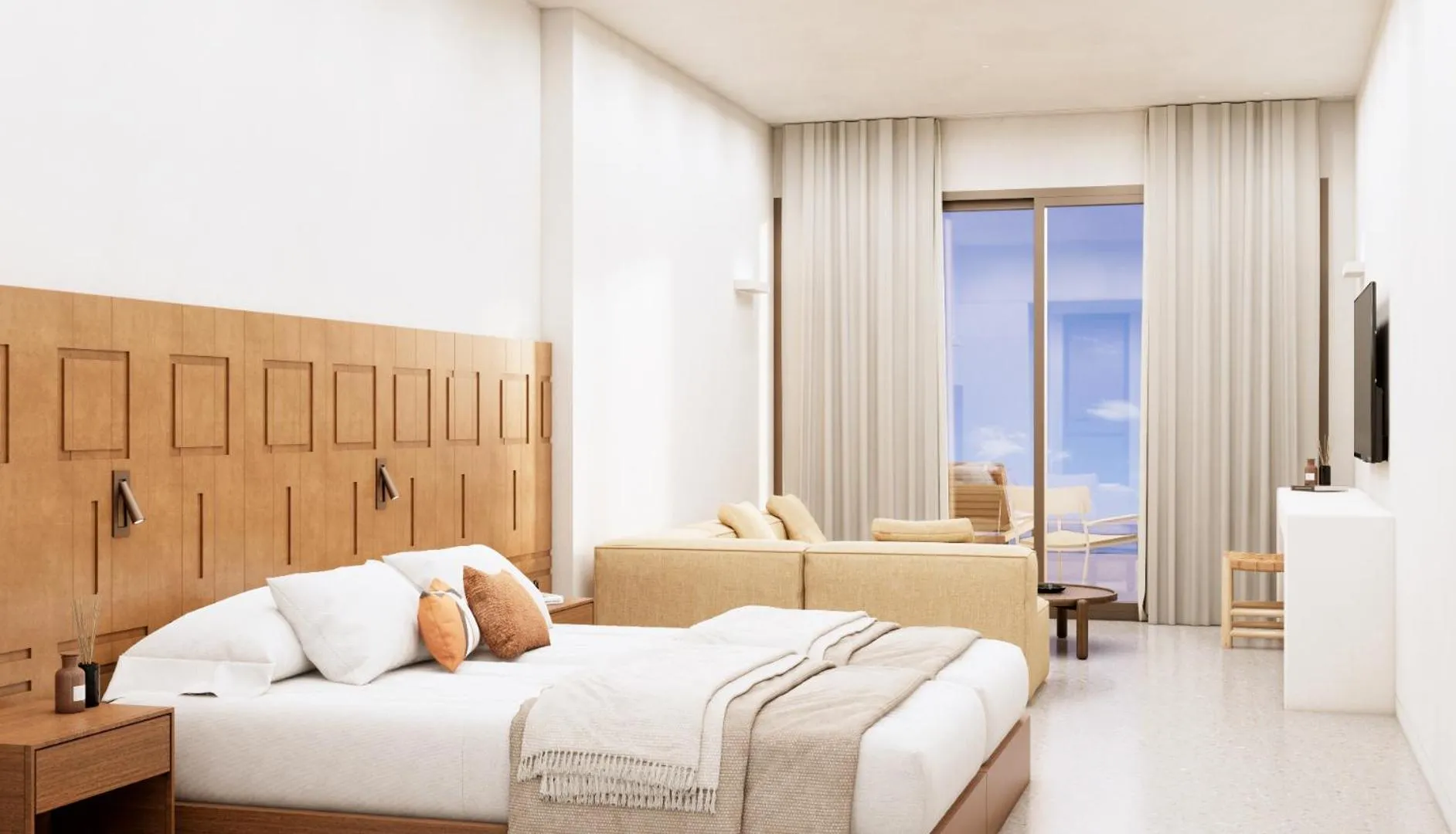 Bedroom, Bed in Tinos Beach Hotel