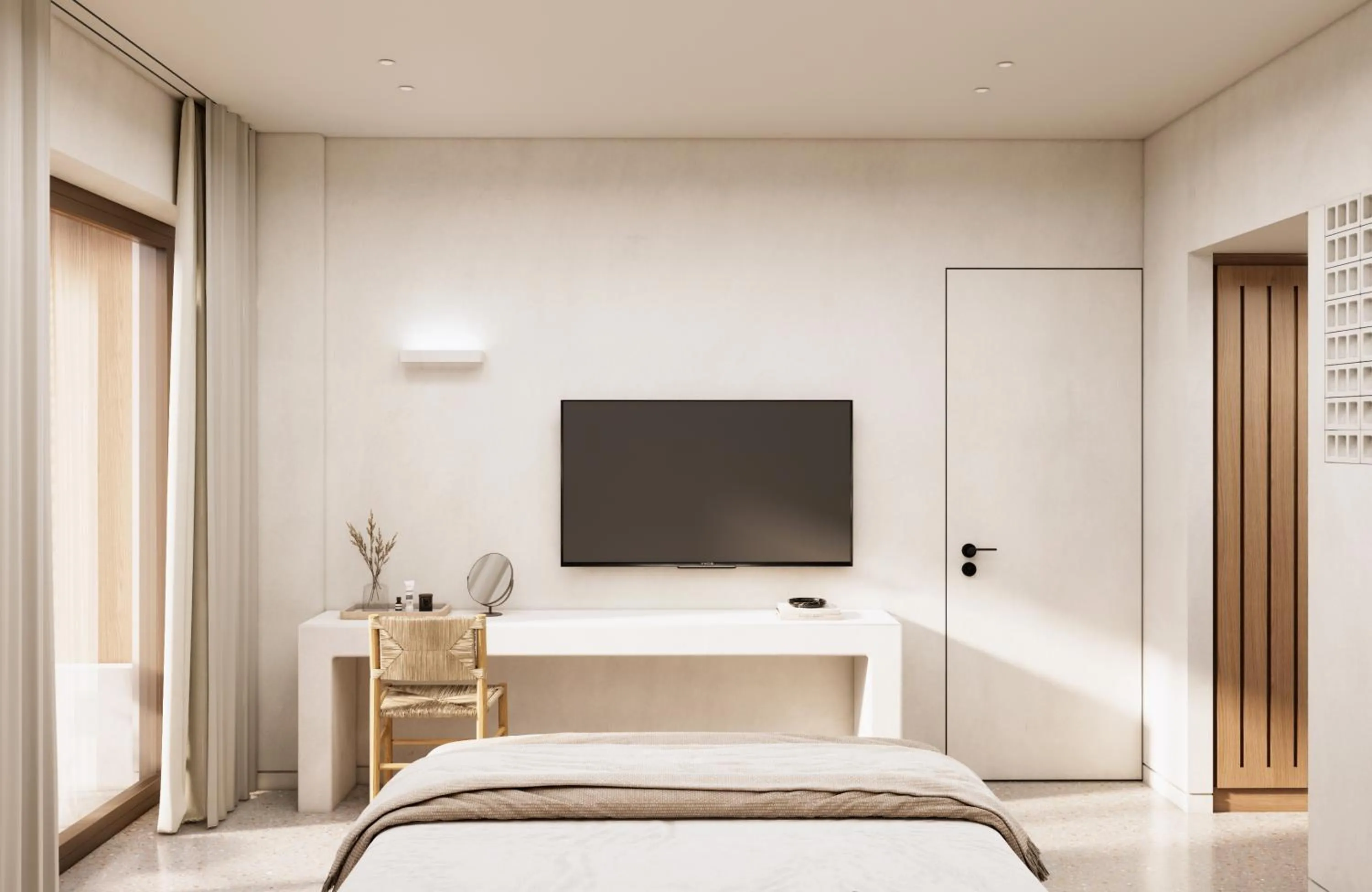 Bedroom, Bed in Tinos Beach Hotel