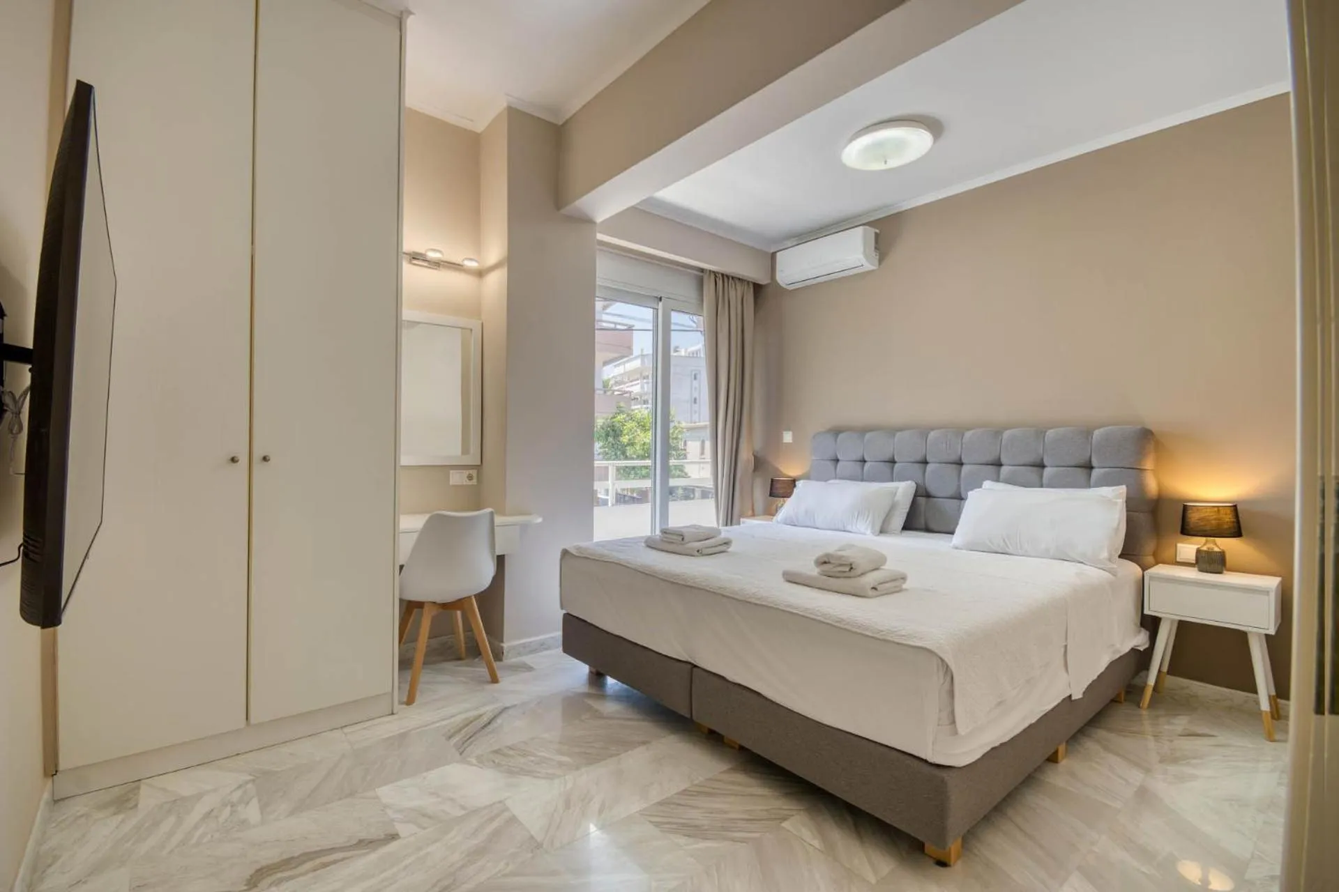 Bed in Rhodes Island Elli Beach Apartments