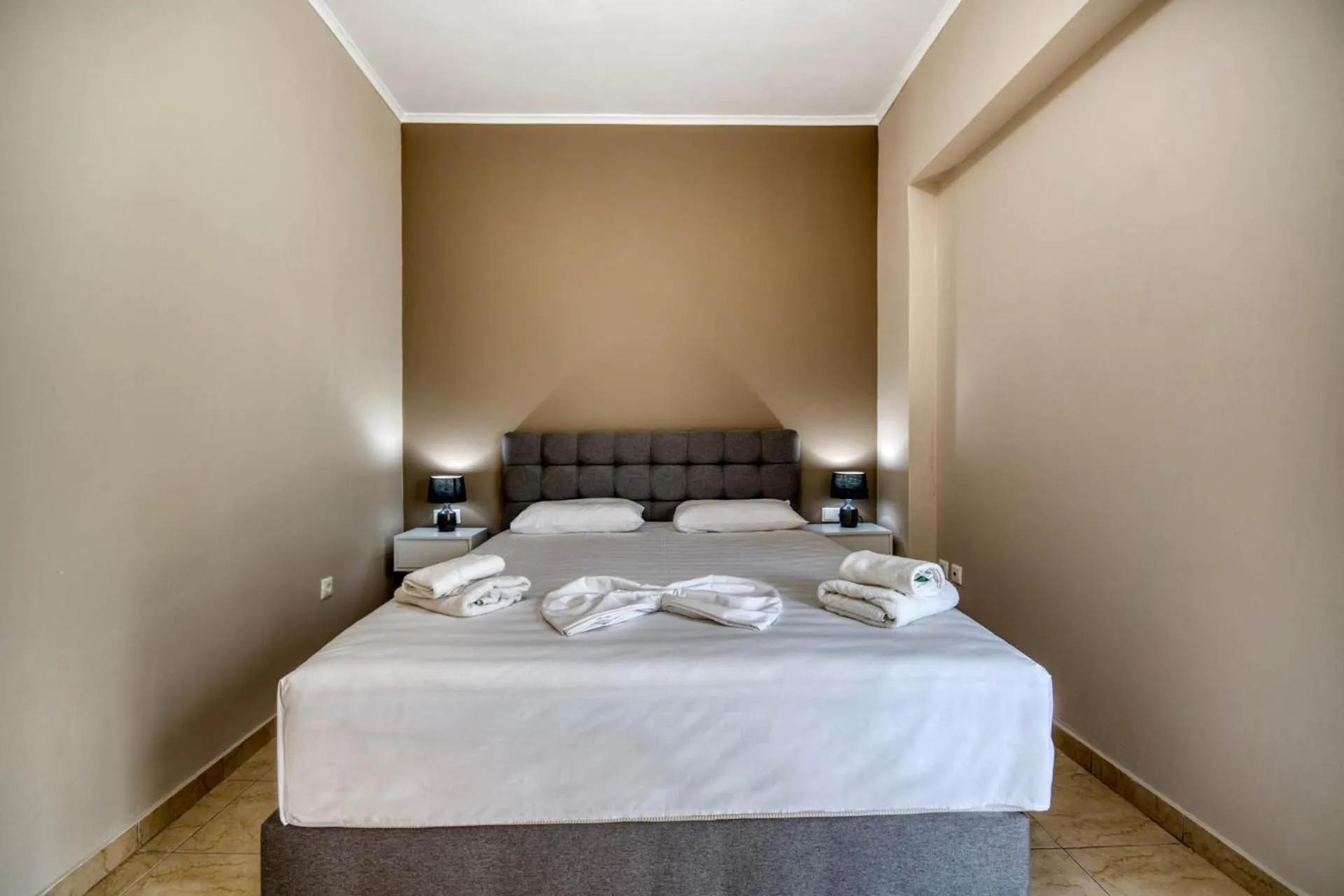 Bed in Rhodes Island Elli Beach Apartments