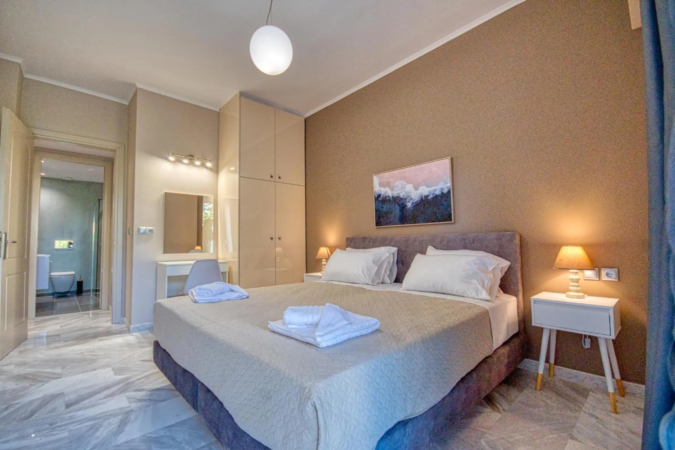 Bed in Rhodes Island Elli Beach Apartments