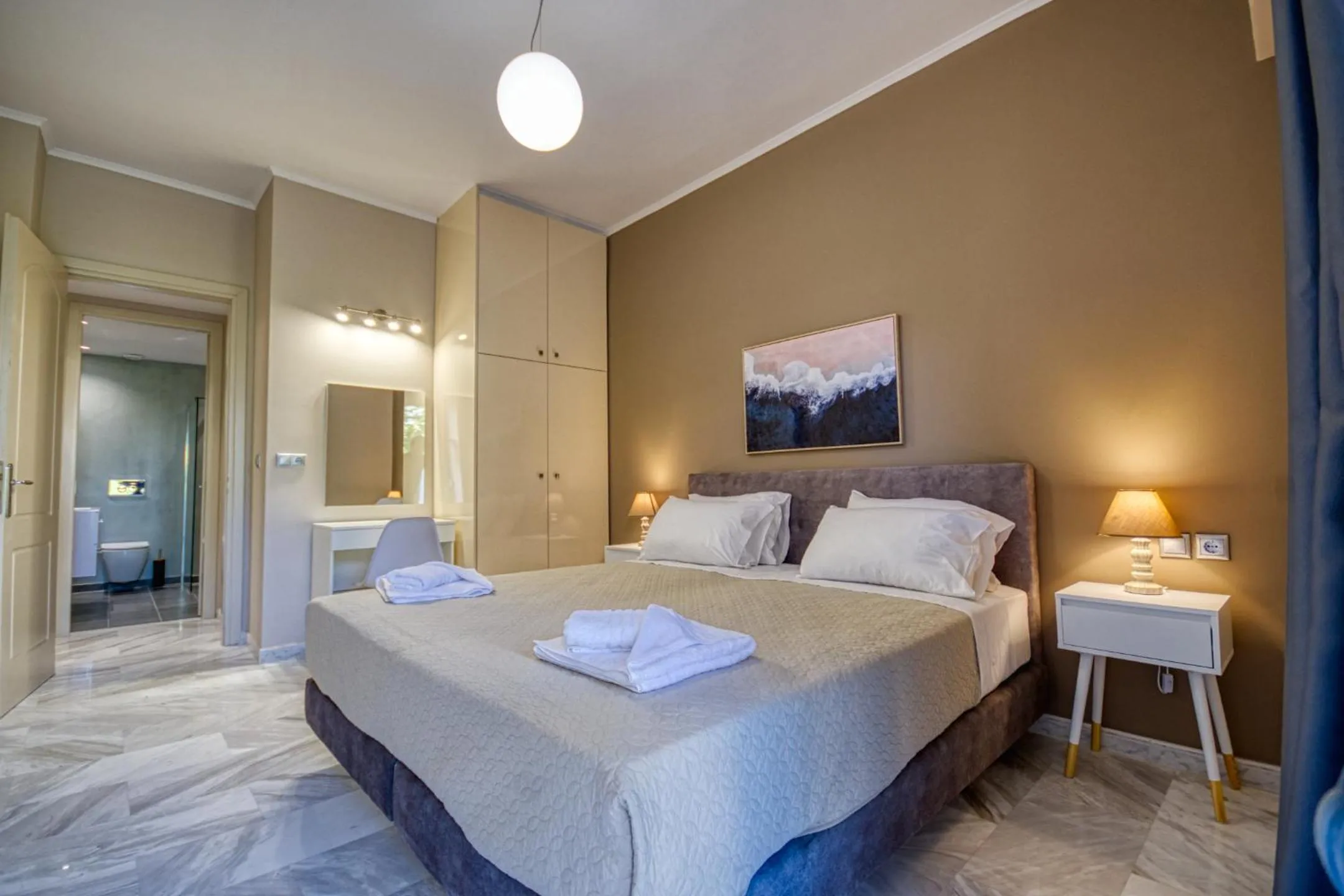 Bed in Rhodes Island Elli Beach Apartments