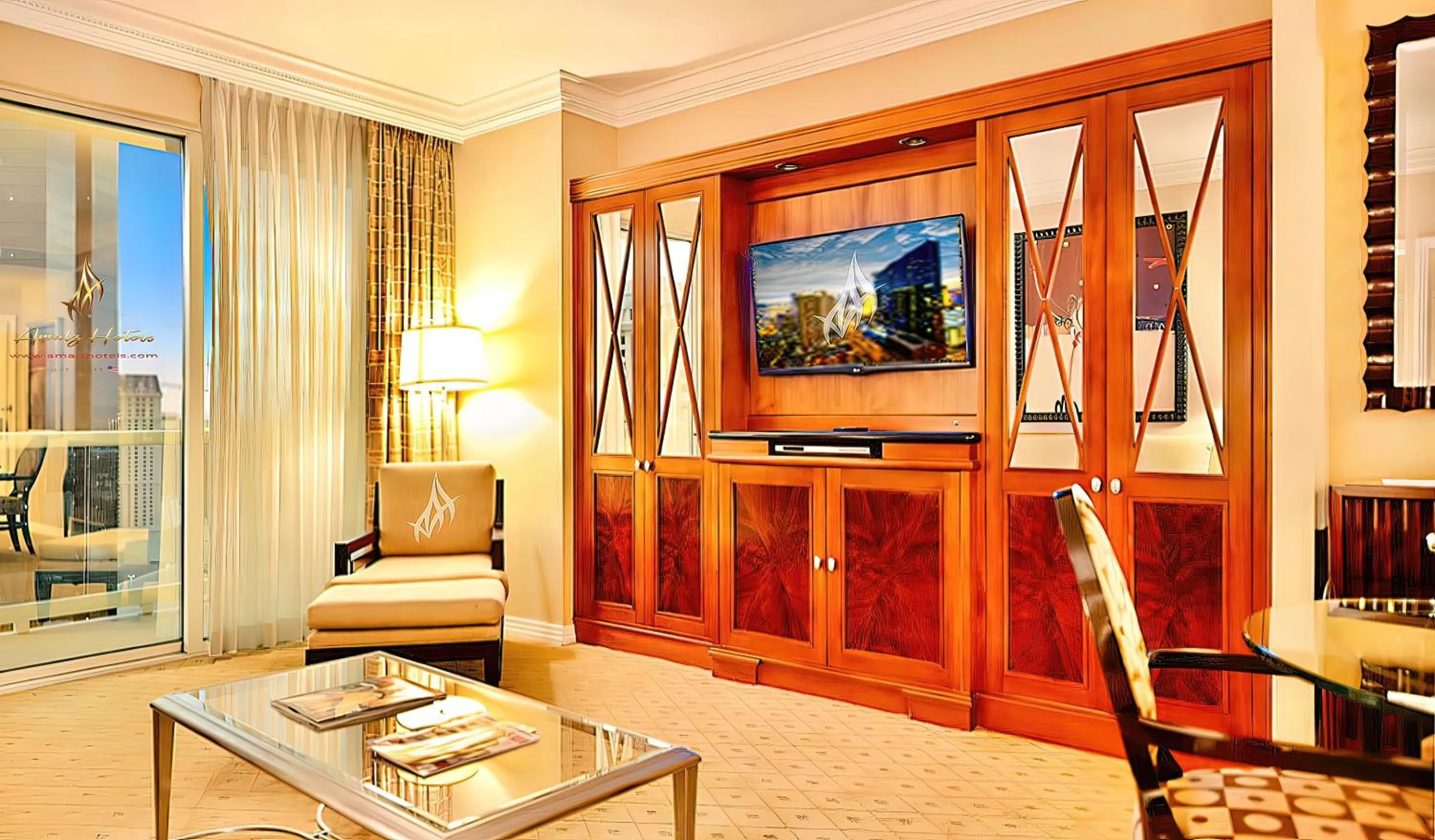 Living room in Amalz Balcony Suites at Mgm Signature !