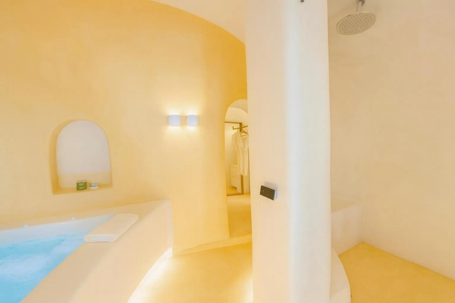 Bathroom, Bed in Chic Hotel Santorini