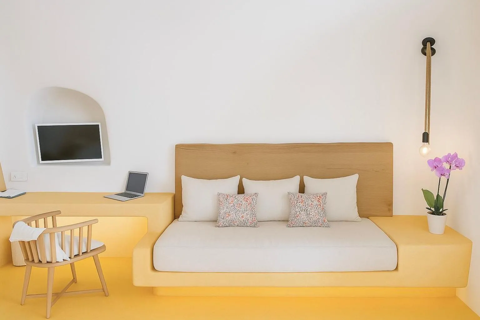 Seating area, Bed in Chic Hotel Santorini