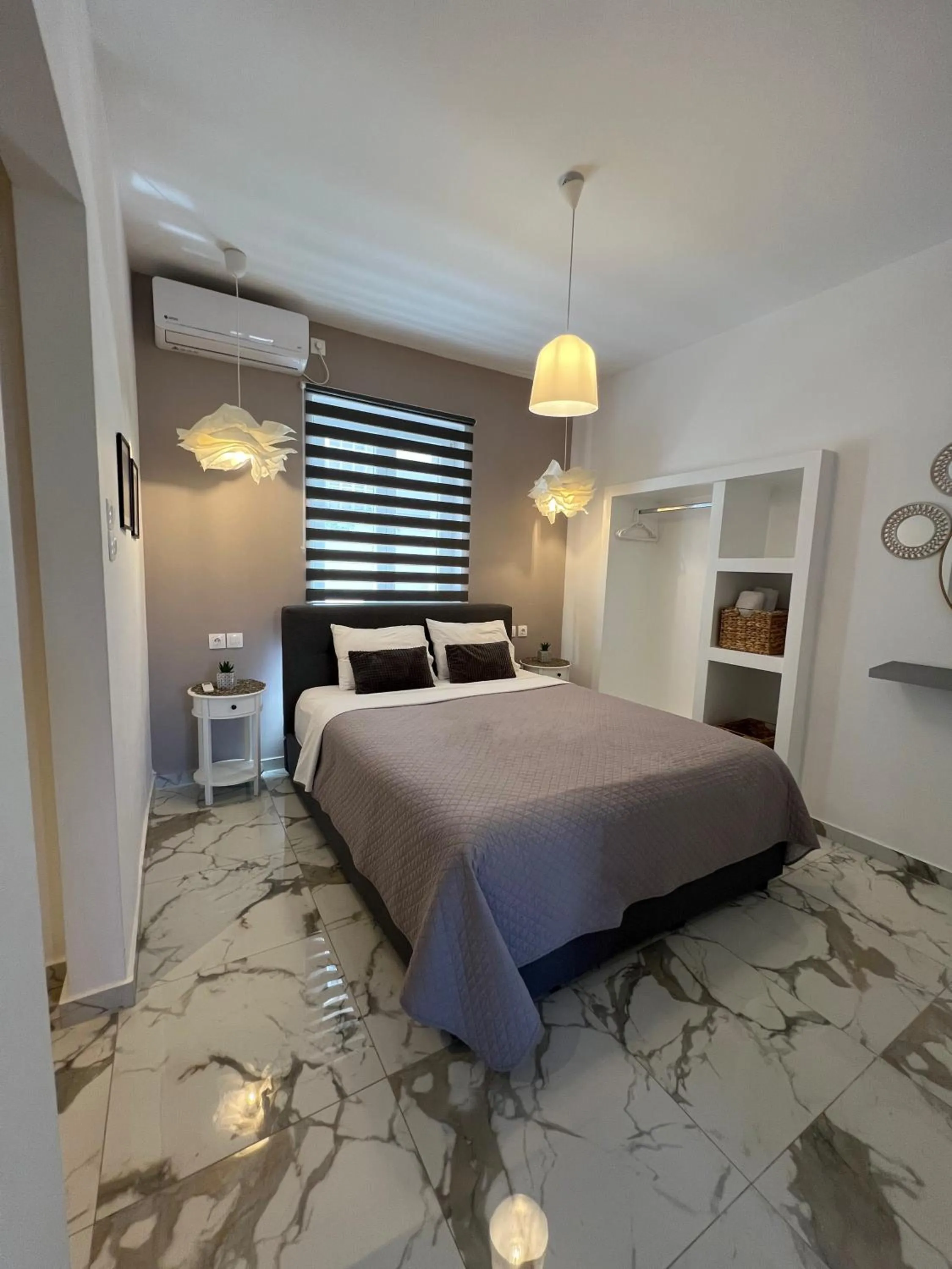 Bedroom, Bed in Elefsinian Mysteries Apartments