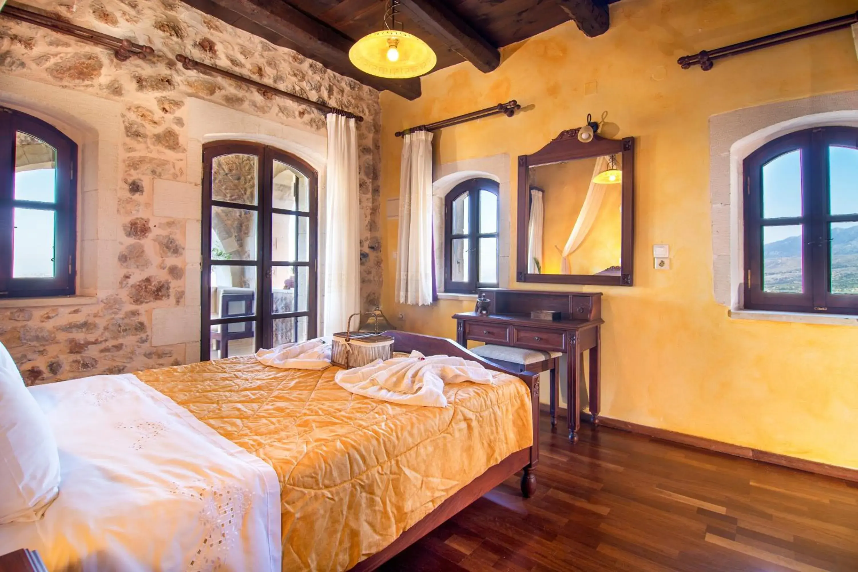 Bedroom, Bed in Samonas Traditional Villas Bedroom, Bed in Samonas Traditional Villas