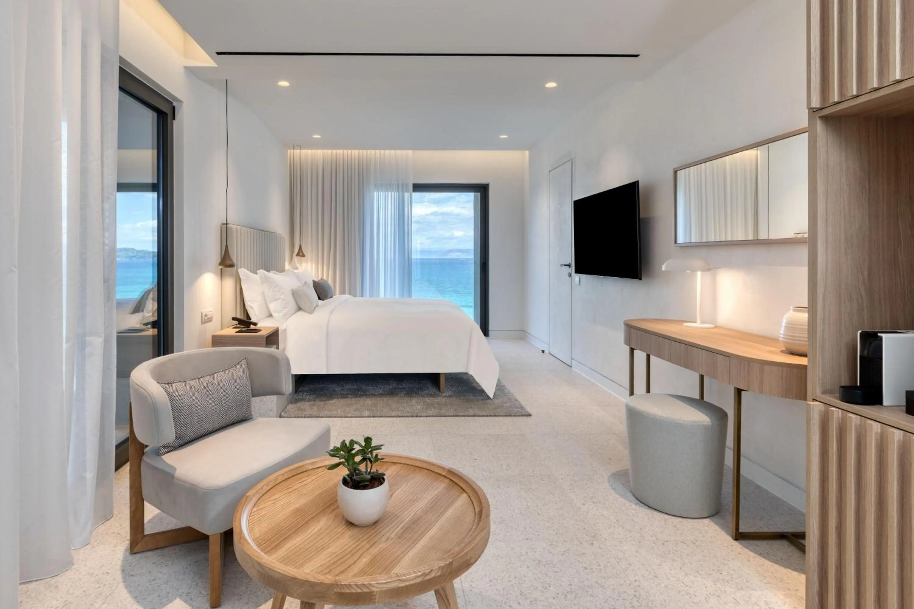 Bedroom, Bed in Domes Miramare, a Luxury Collection Resort, Corfu - Adults Only