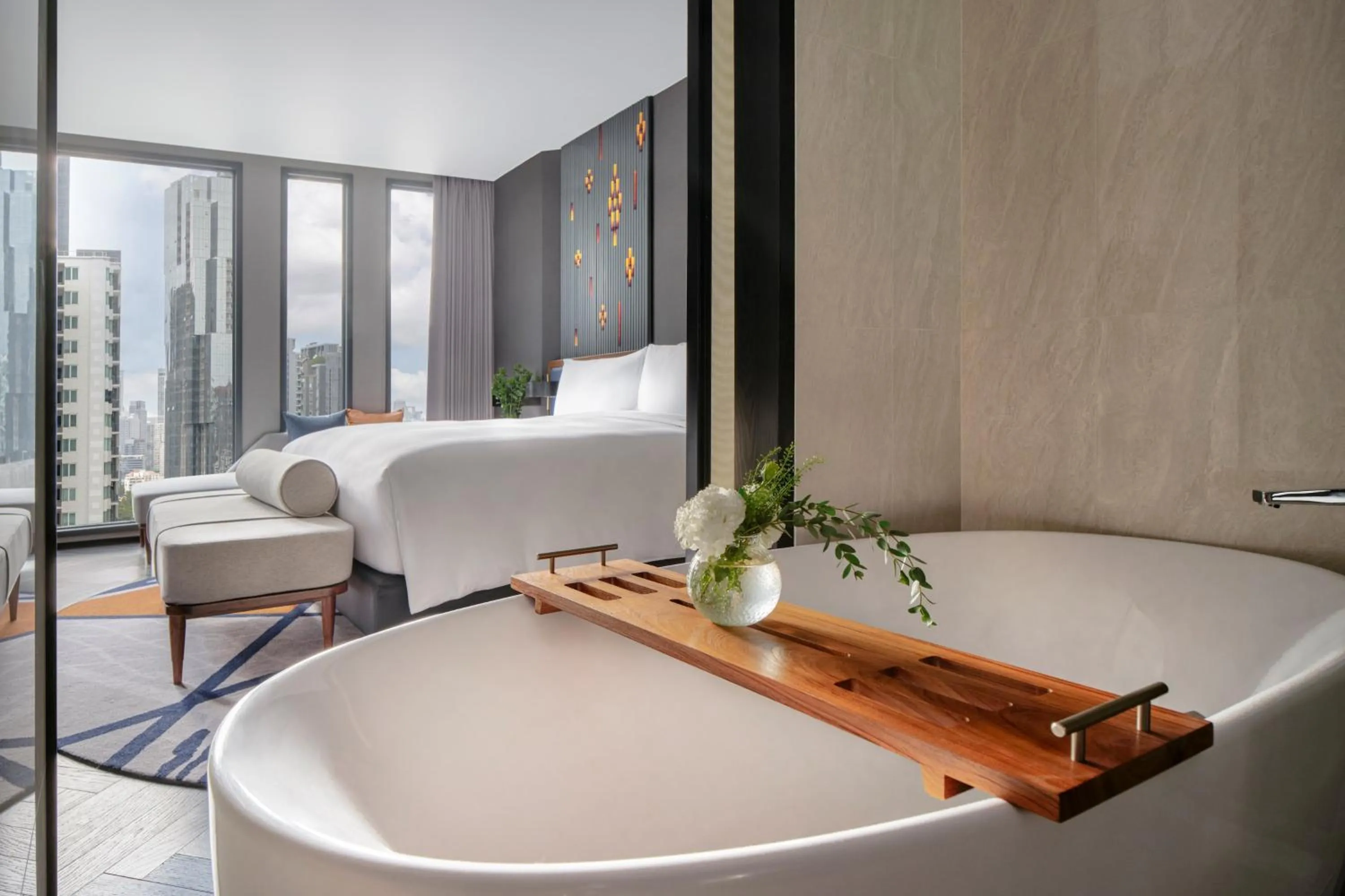 Bathroom, Bed in InterContinental Bangkok Sukhumvit by IHG