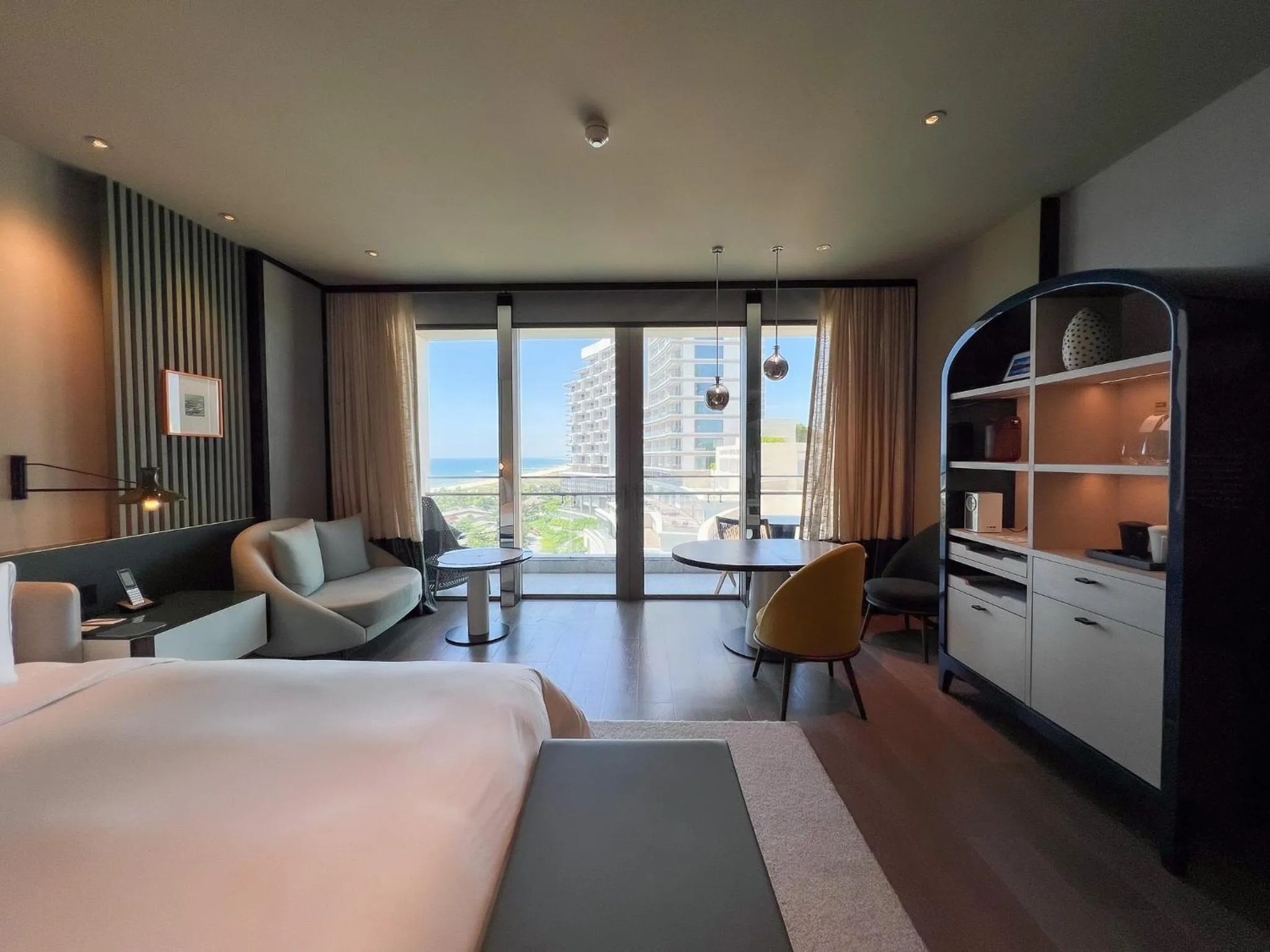 View (from property/room), Bed in New World Hoiana Beach Resort