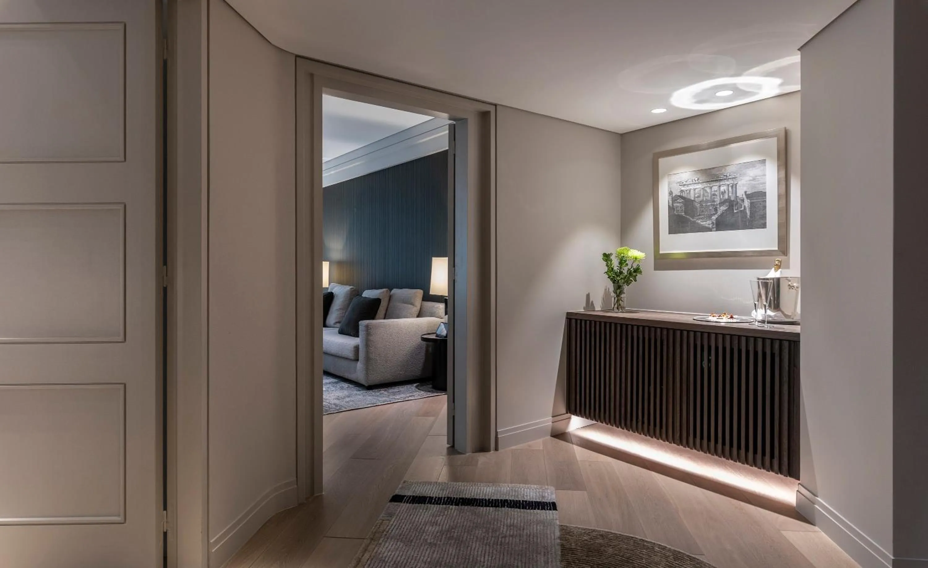 Living room, Bed in NJV Athens Plaza