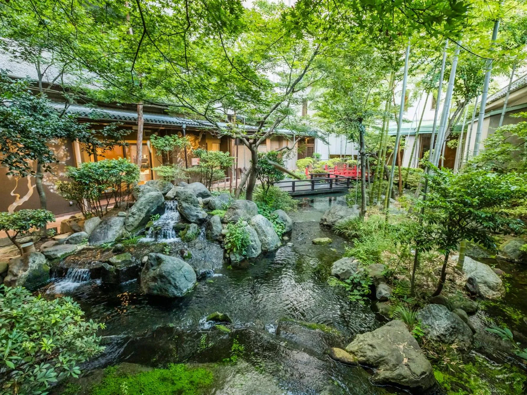 Garden in Japanese Onsen Ryokan Kohakuen