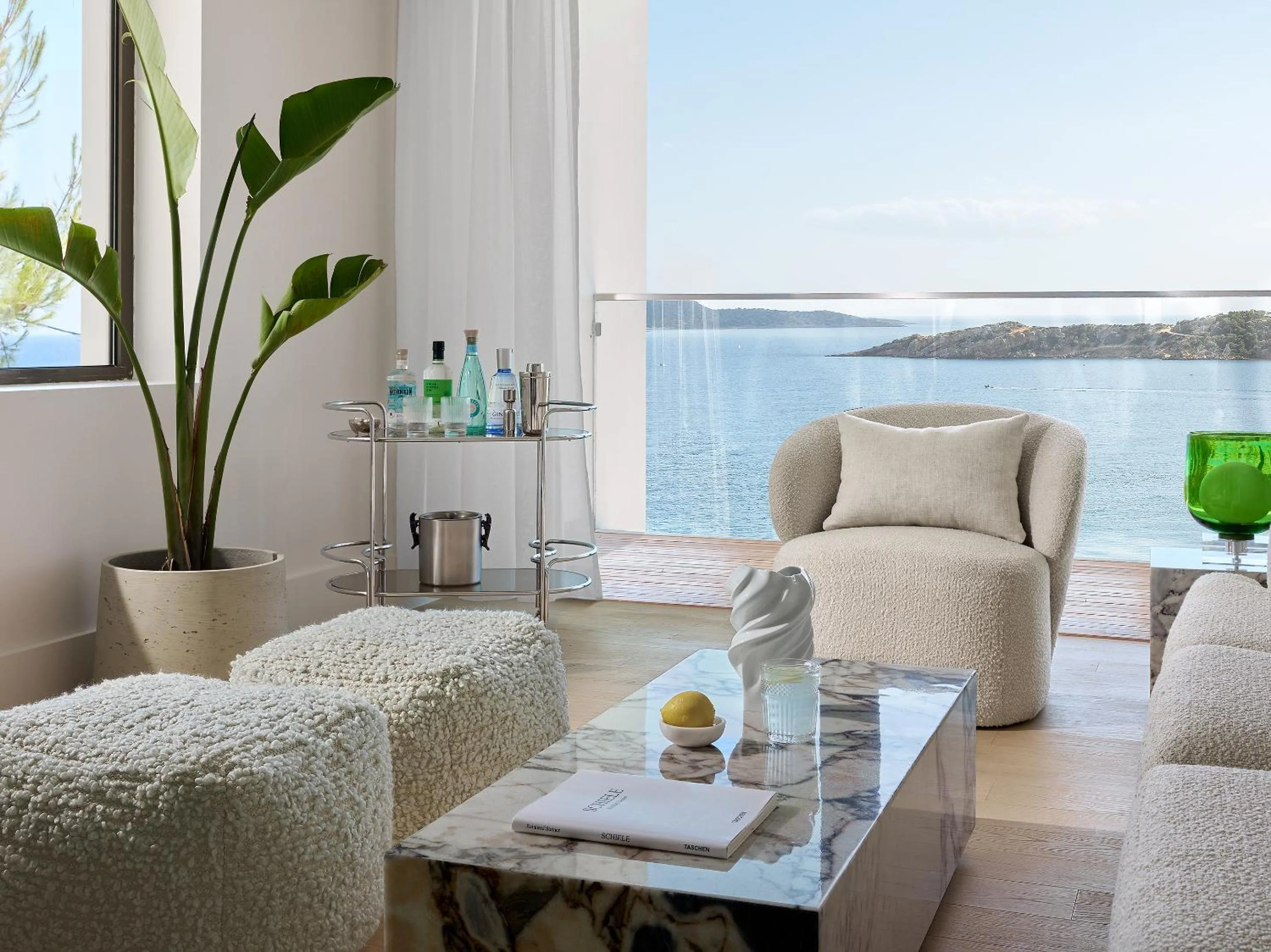 Seating area in Vouliagmeni Suites