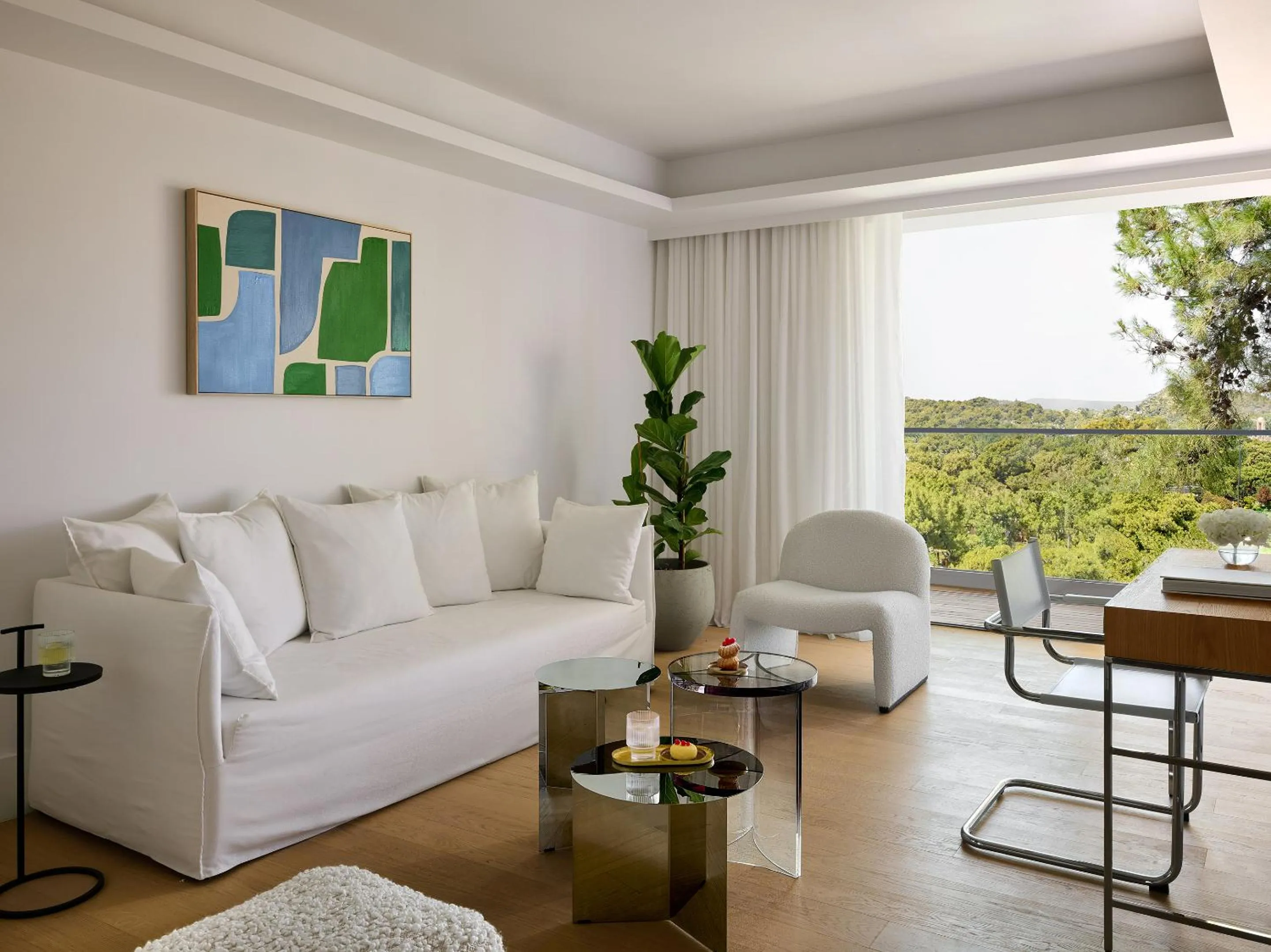 Seating area in Vouliagmeni Suites