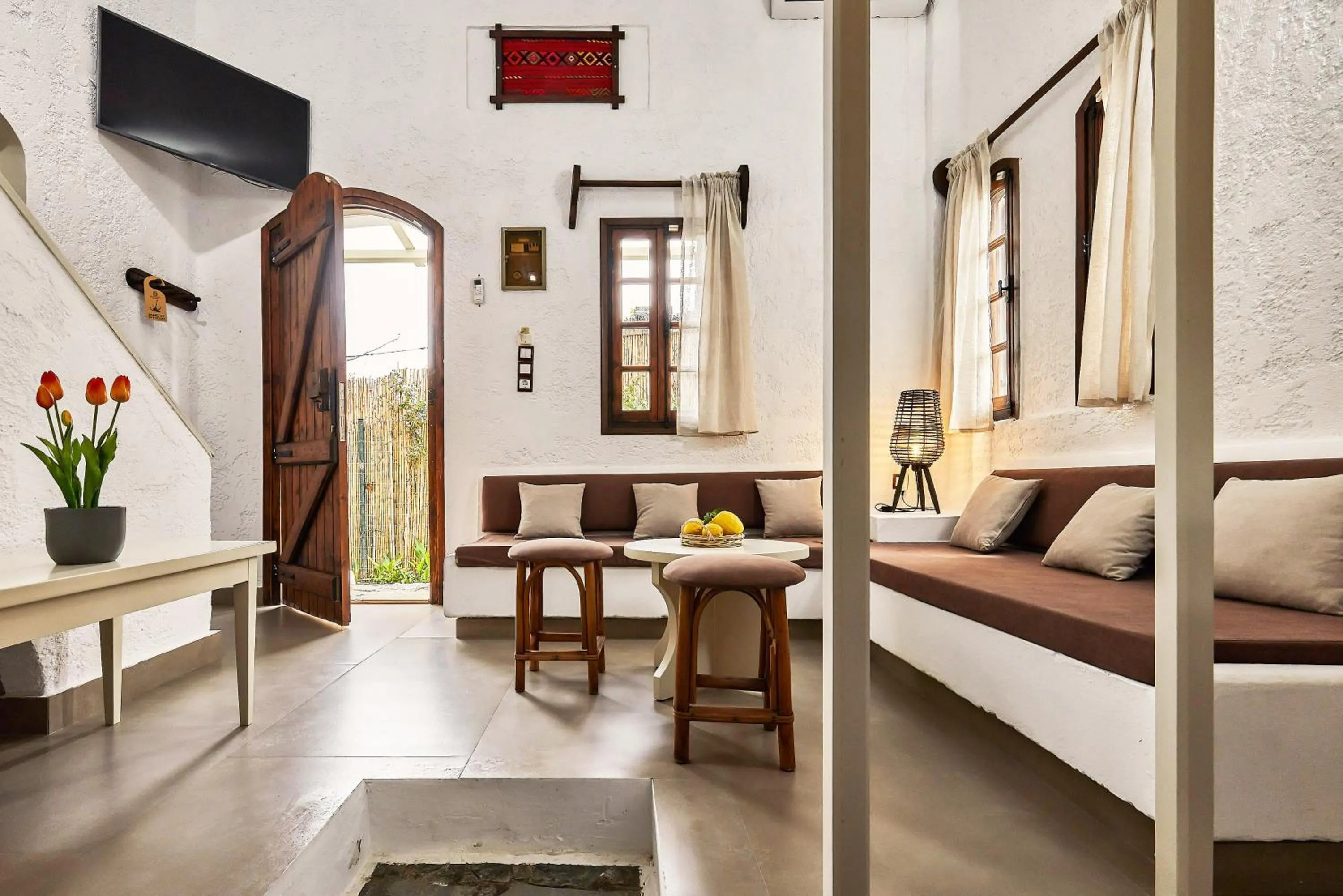 Living room, Bed in Mila Malia Studios Hotel